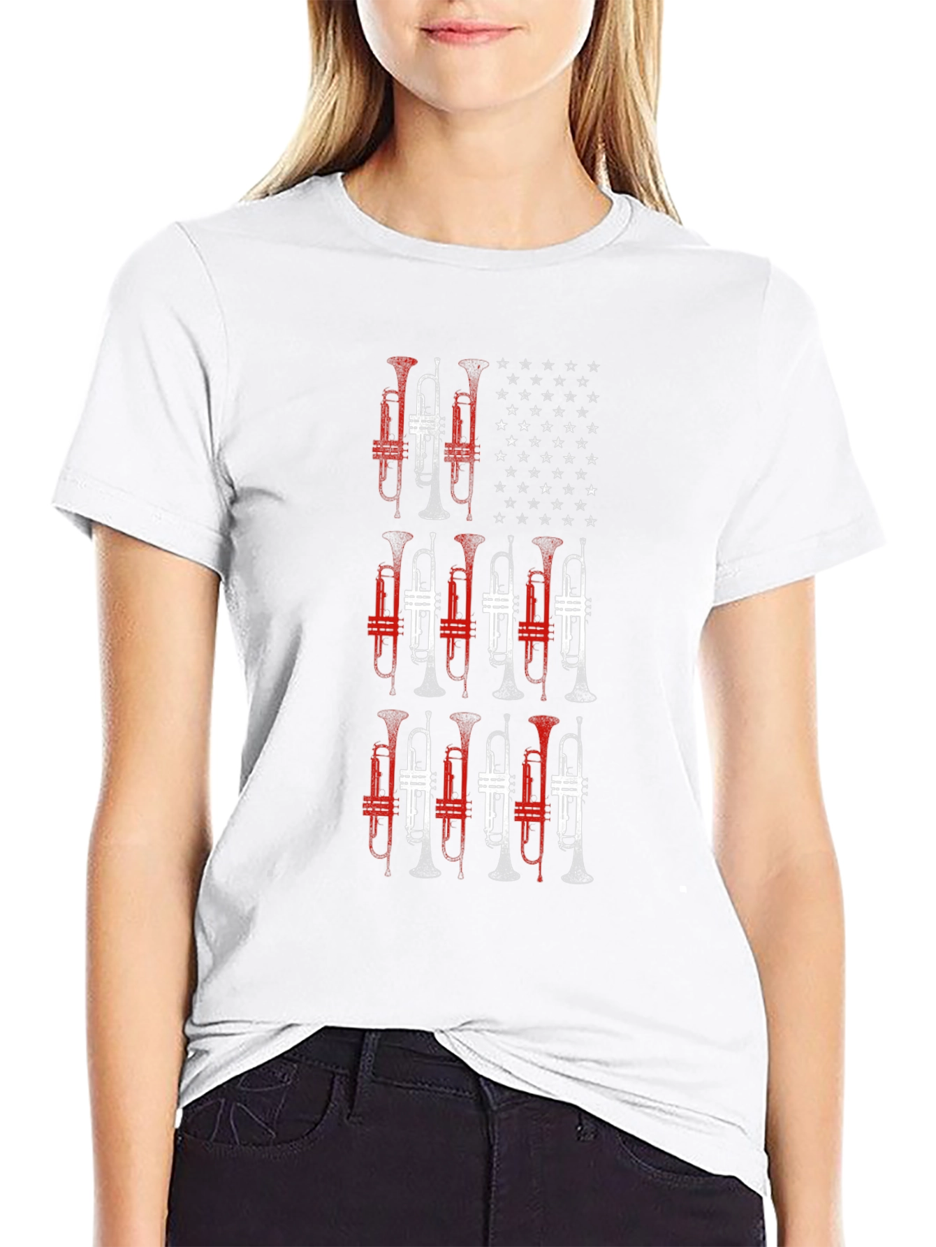 Trumpet American Flag Graphic Tee