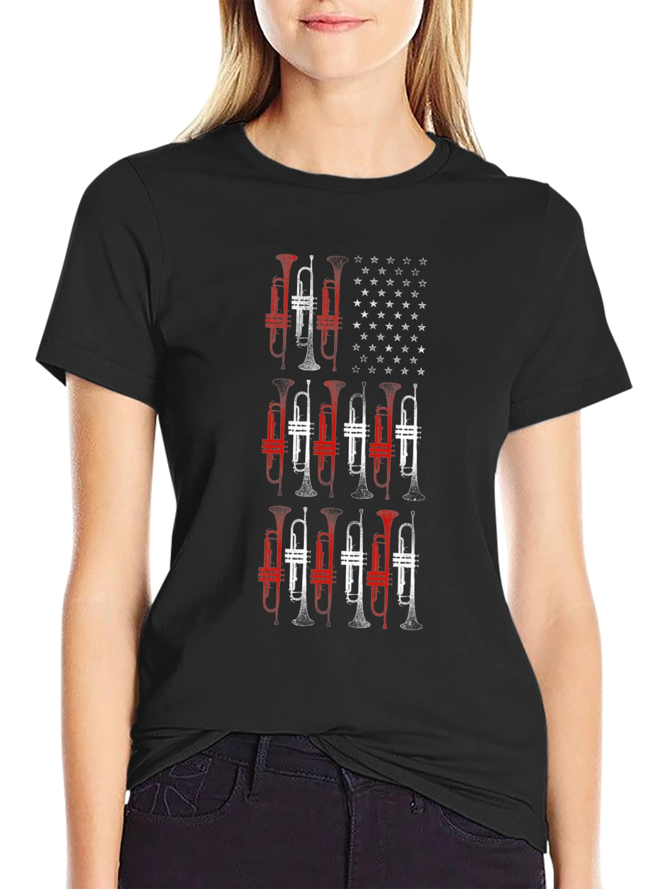 Trumpet American Flag Graphic Tee