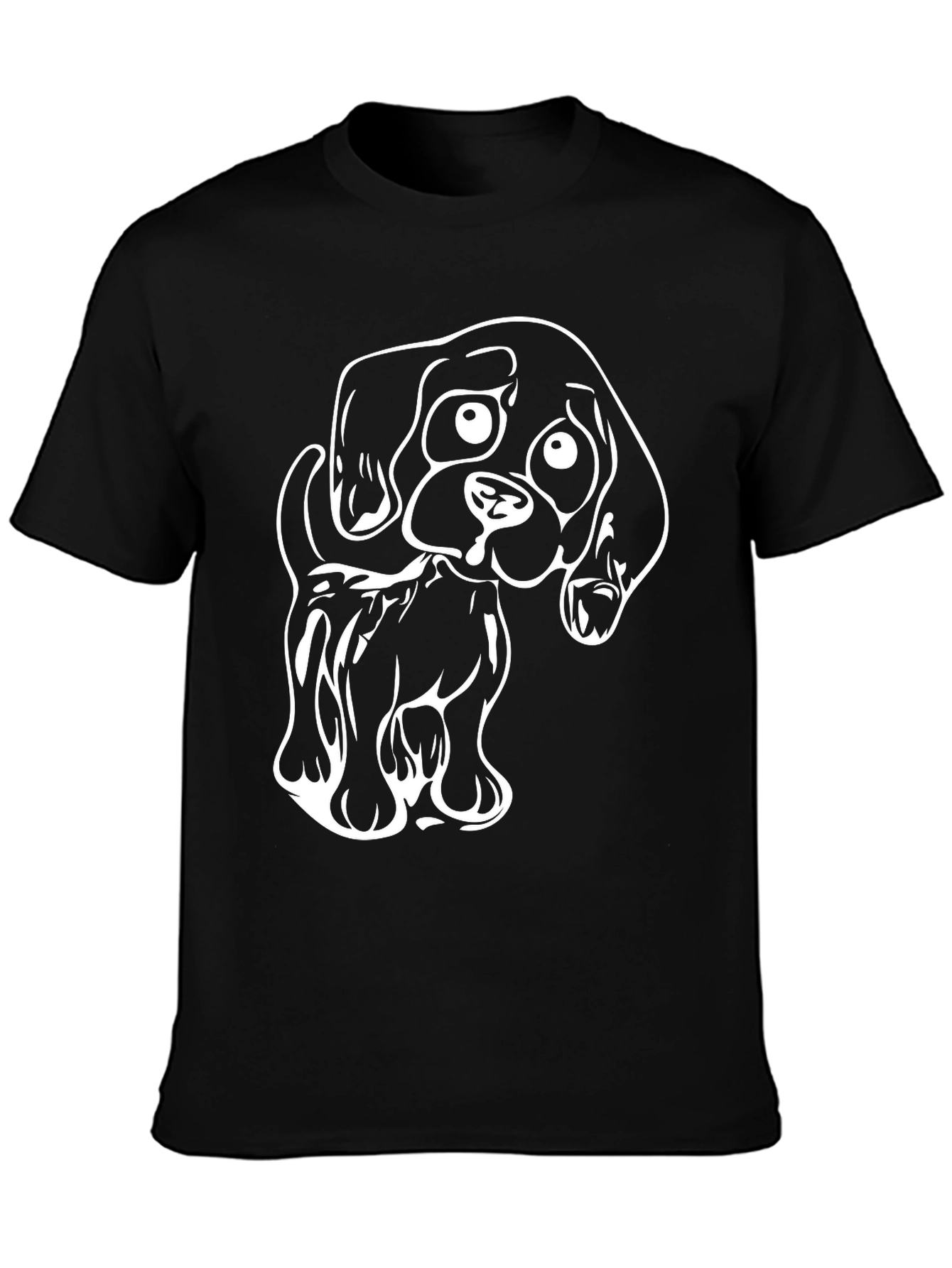 Cute Puppy Graphic Black T-Shirt