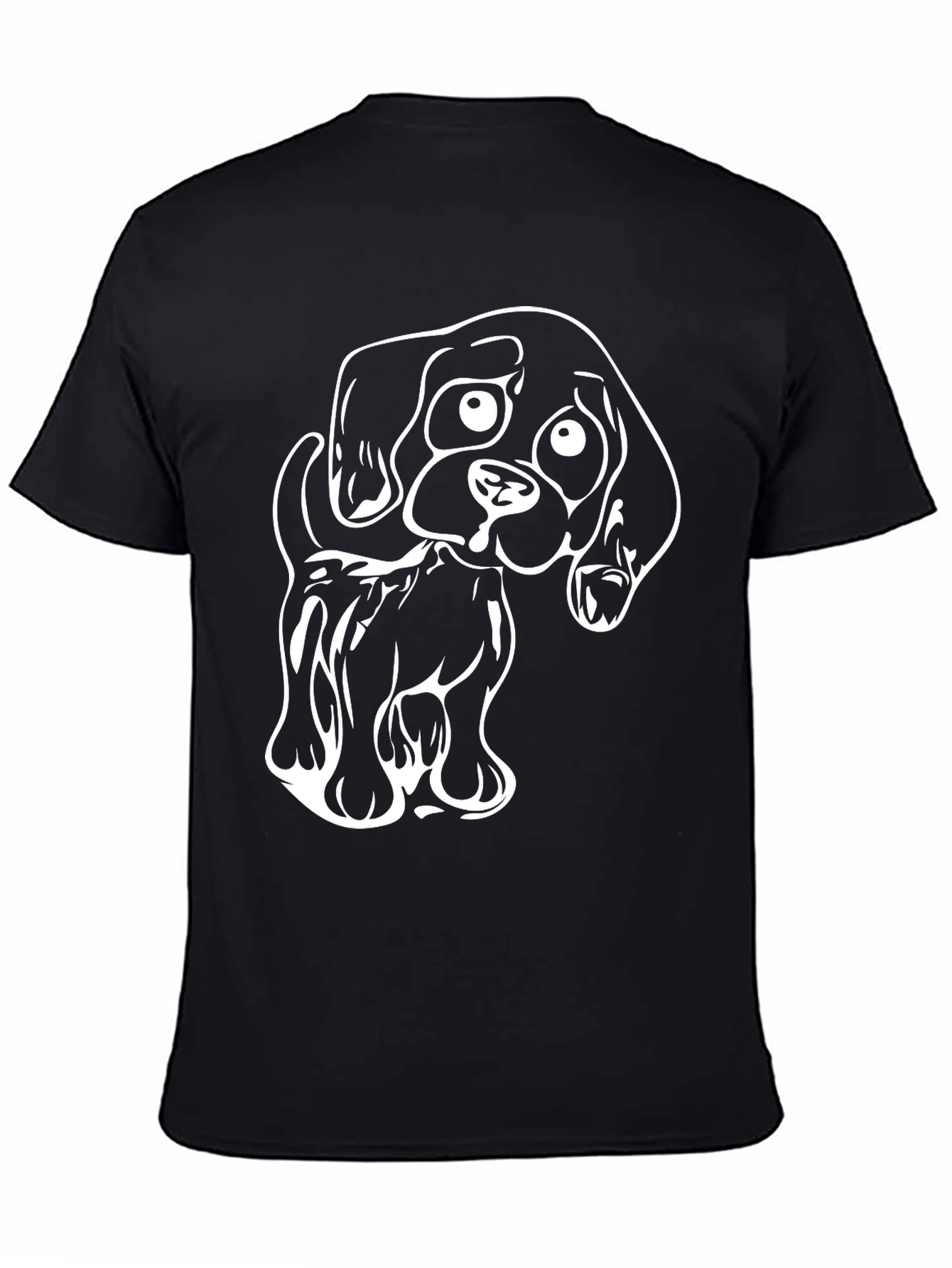 Cute Puppy Graphic Black T-Shirt