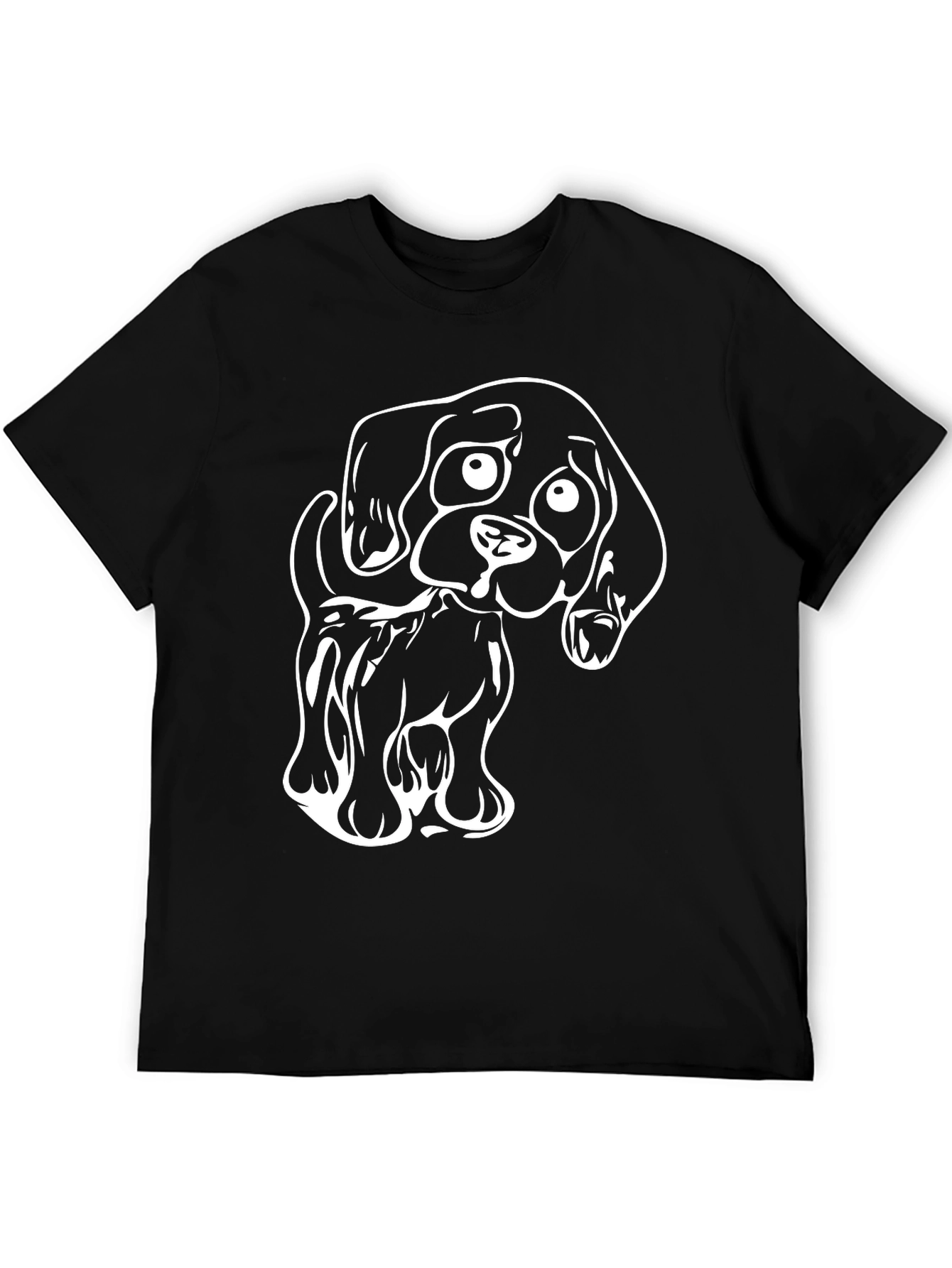 Cute Puppy Graphic Black T-Shirt
