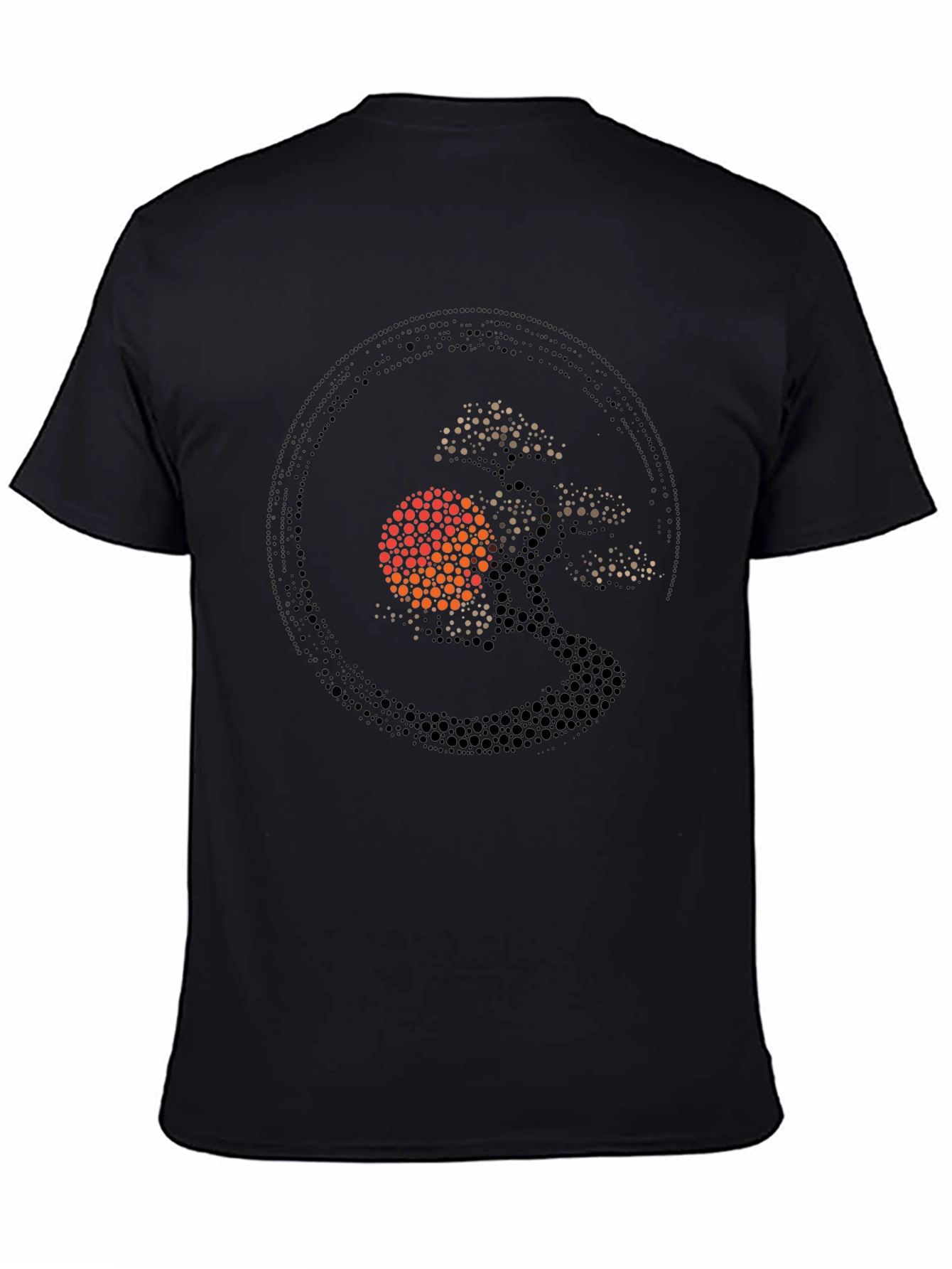 Bonsai Tree Sun Graphic Black T-Shirt