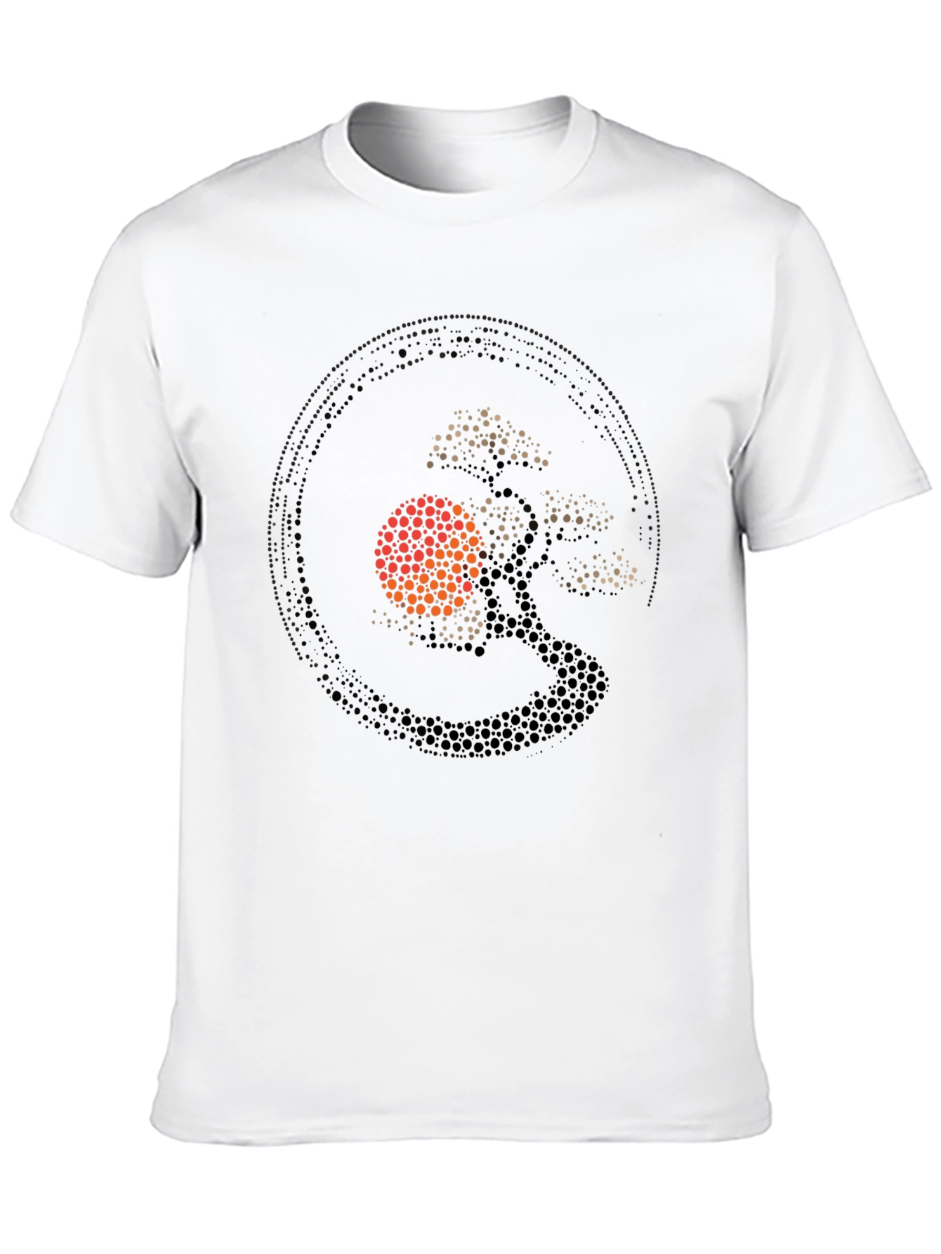 Bonsai Tree Sun Graphic Black T-Shirt