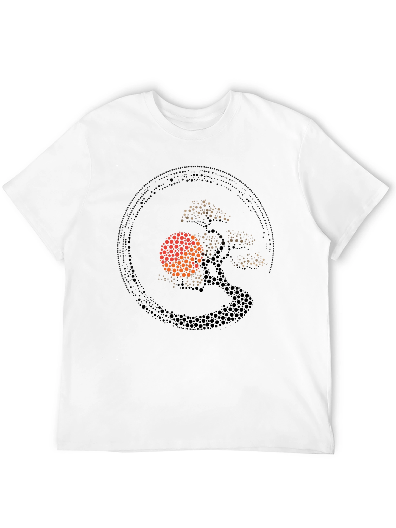 Bonsai Tree Sun Graphic Black T-Shirt