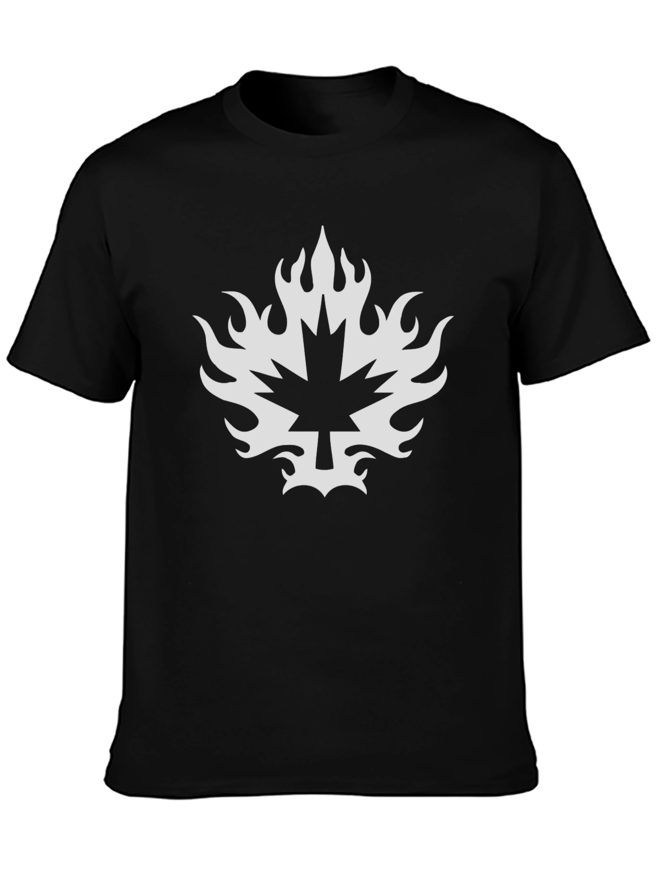 Maple Leaf Fire Graphic Black T-Shirt
