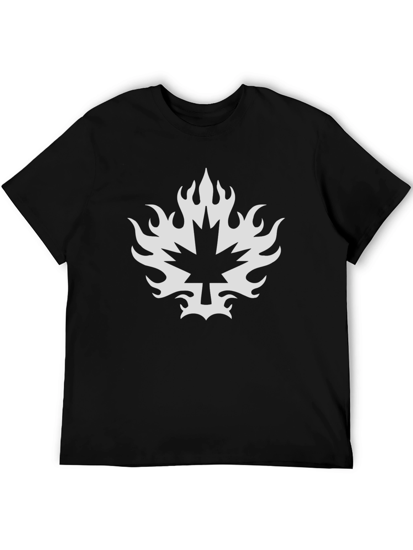 Maple Leaf Fire Graphic Black T-Shirt