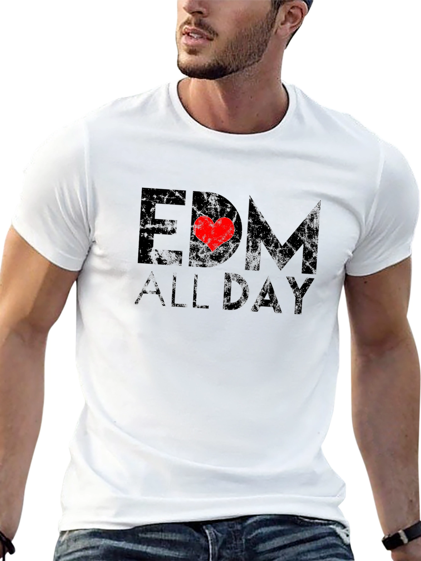 EDM All Day Heart Graphic Black T-Shirt