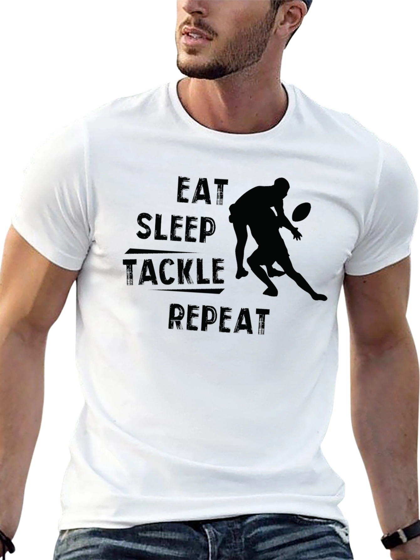 Eat Sleep Tackle Repeat Graphic Tee