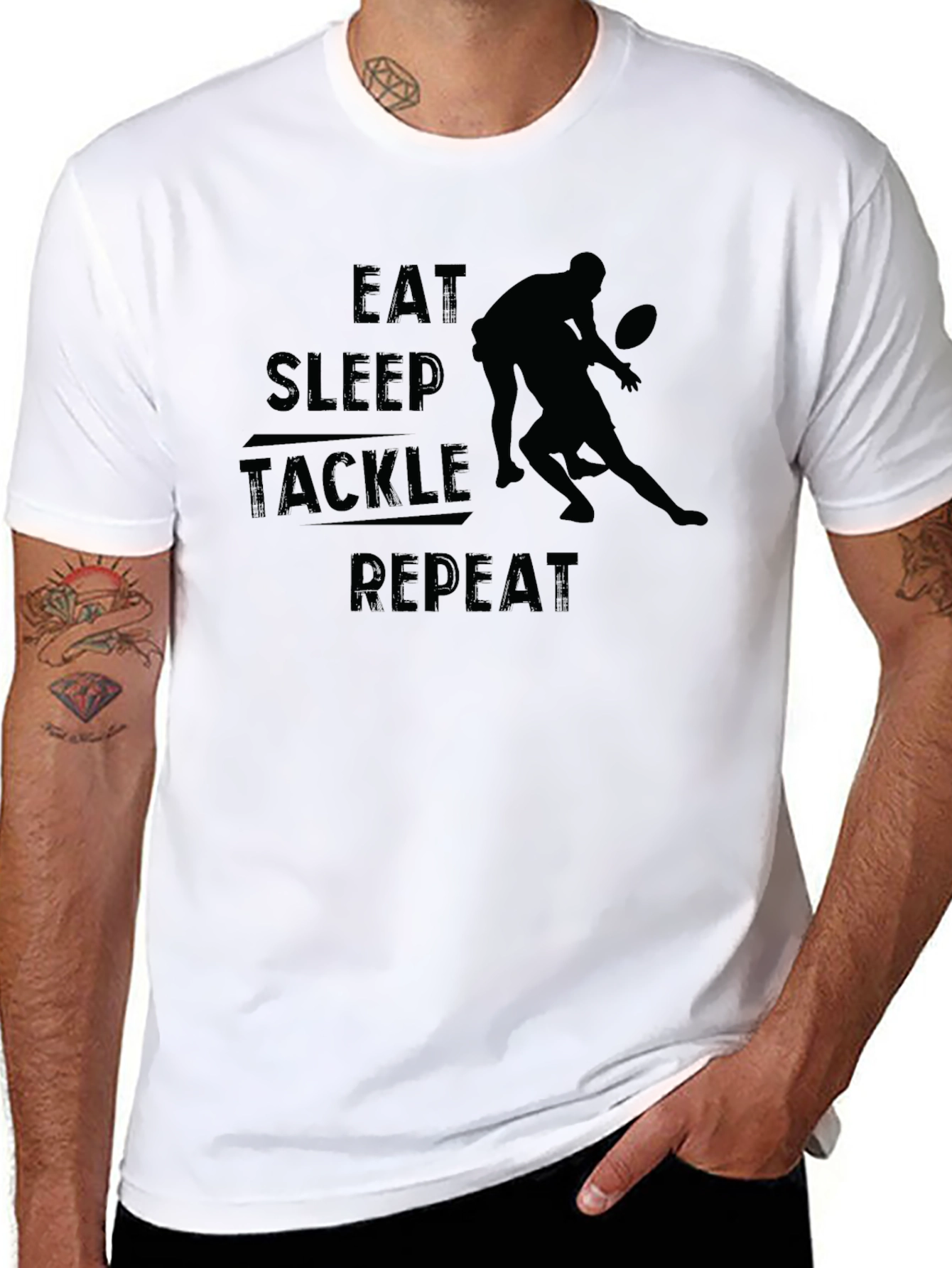 Eat Sleep Tackle Repeat Graphic Tee