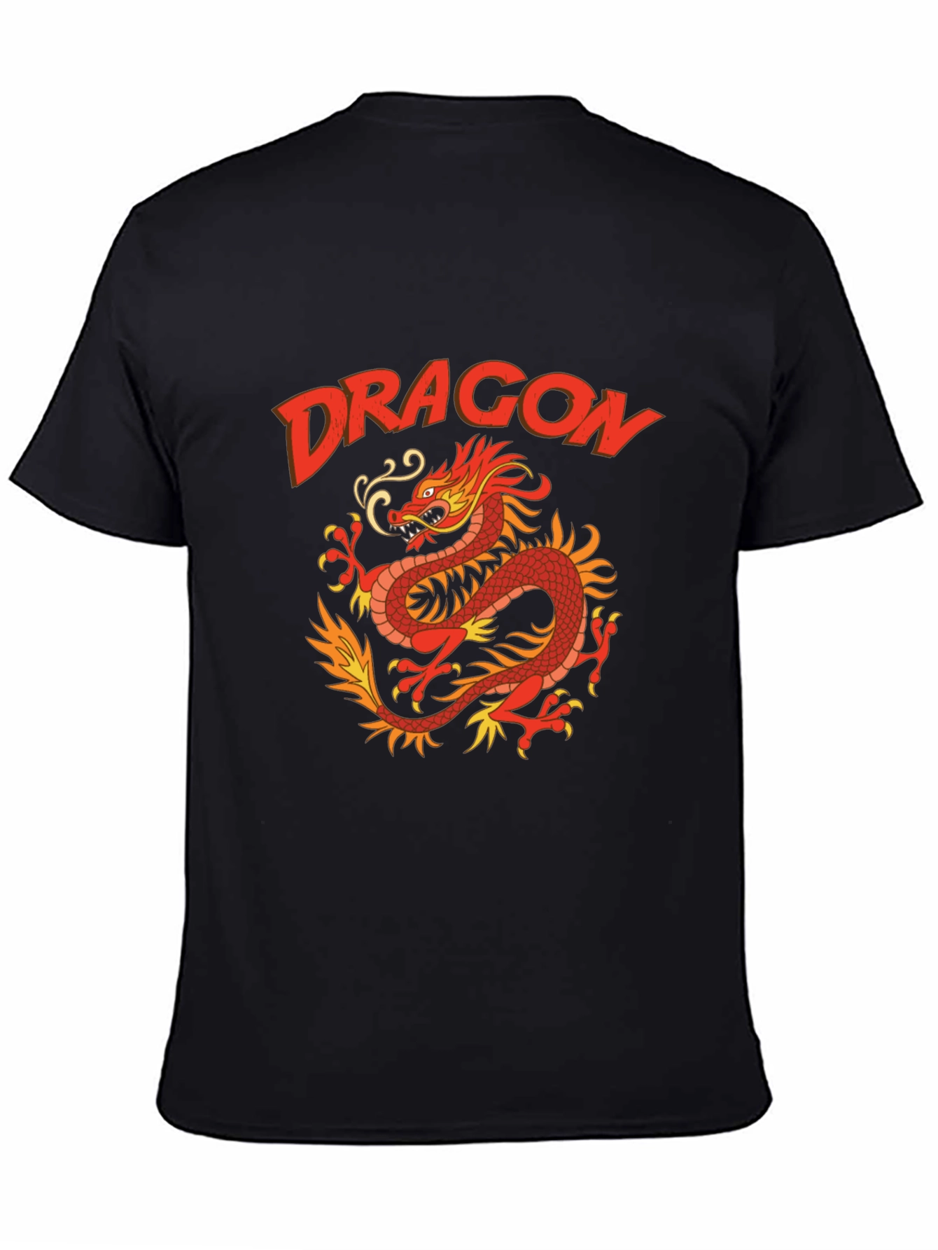 Dragon Graphic Print T-Shirt - Classic Crew Neck Tee