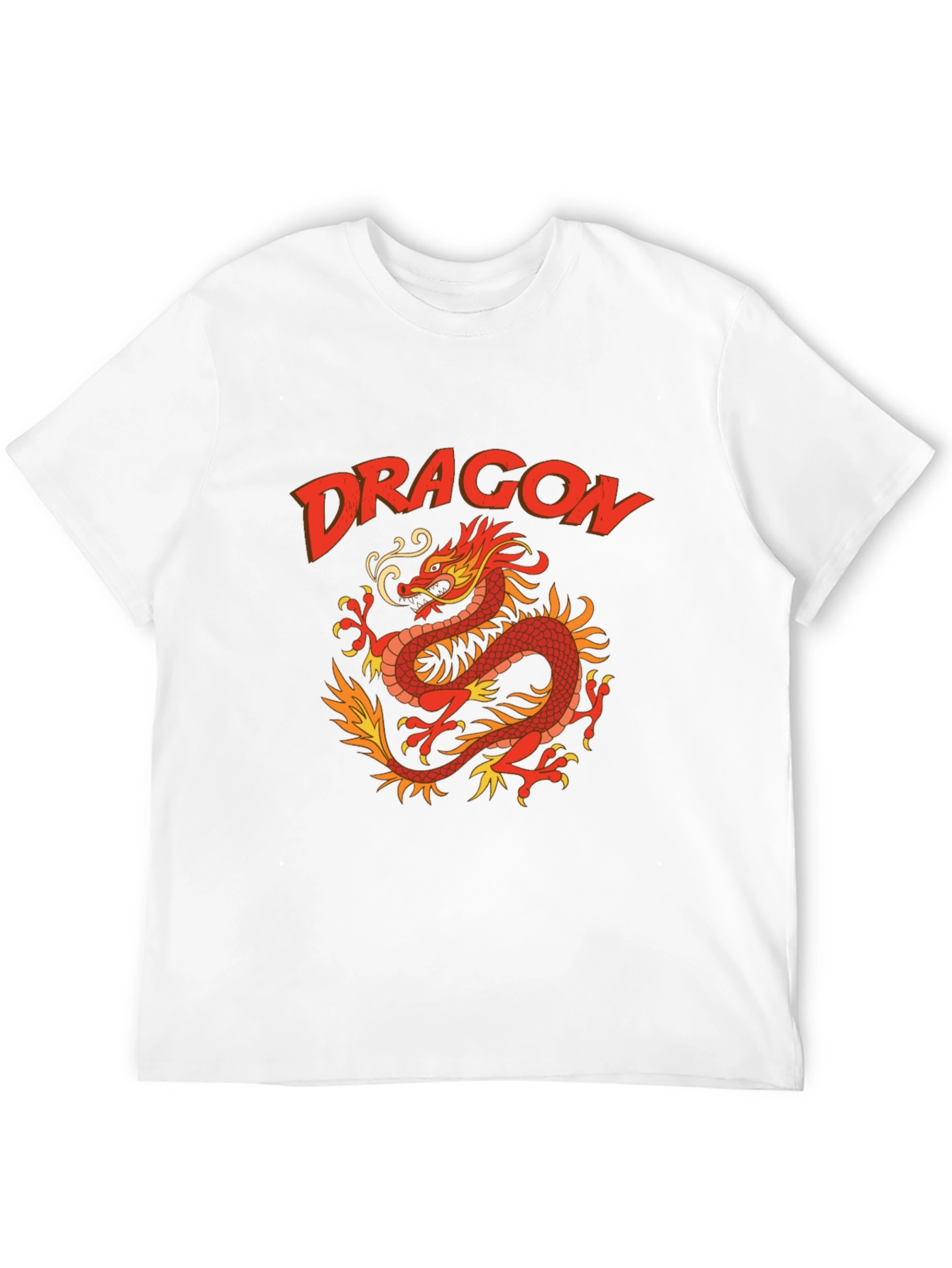 Dragon Graphic Print T-Shirt - Classic Crew Neck Tee