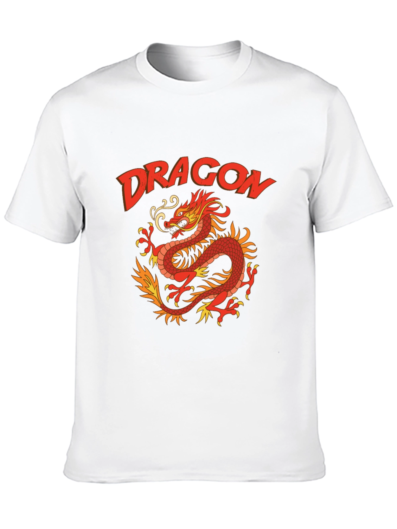 Dragon Graphic Print T-Shirt - Classic Crew Neck Tee