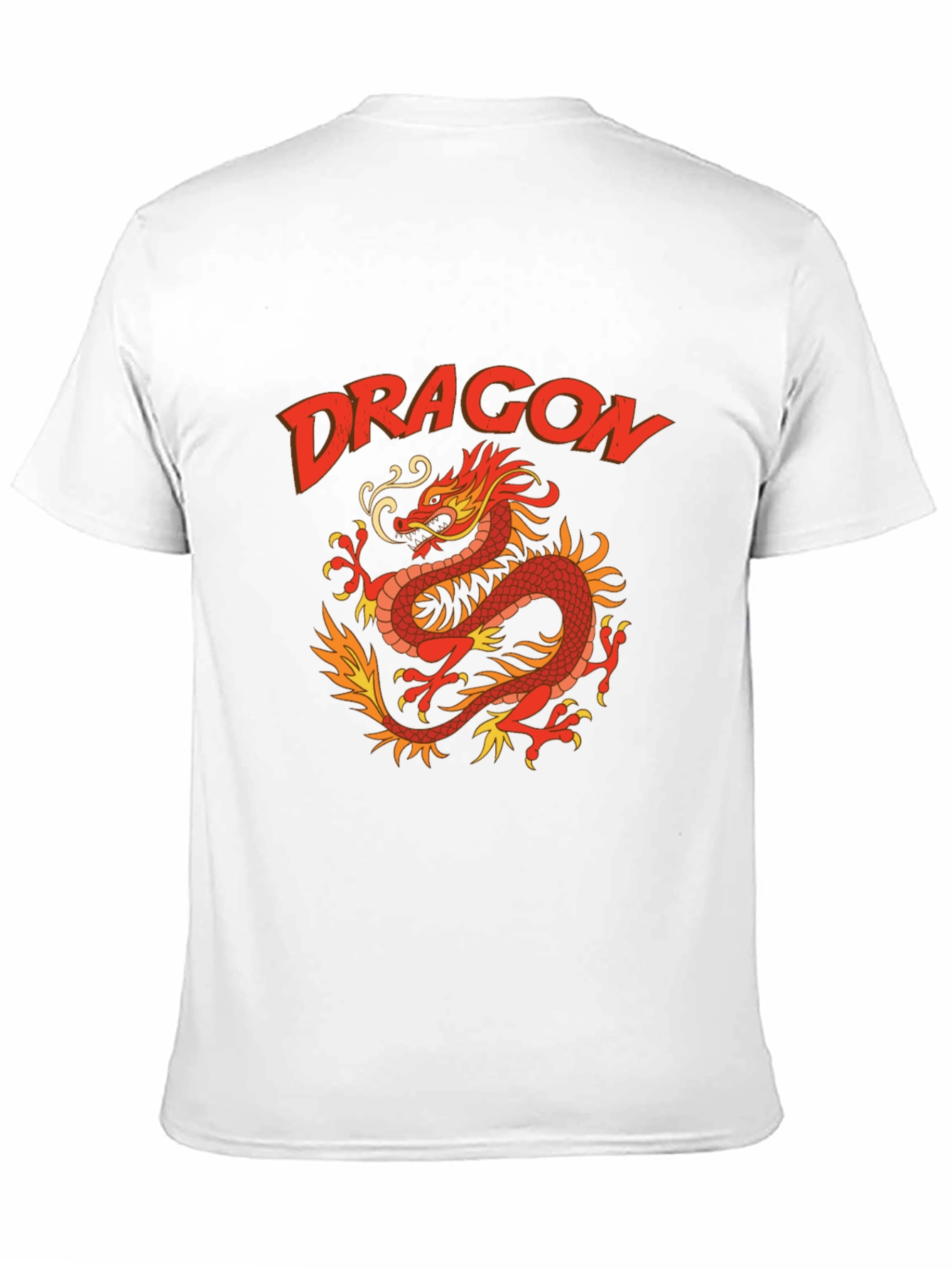 Dragon Graphic Print T-Shirt - Classic Crew Neck Tee