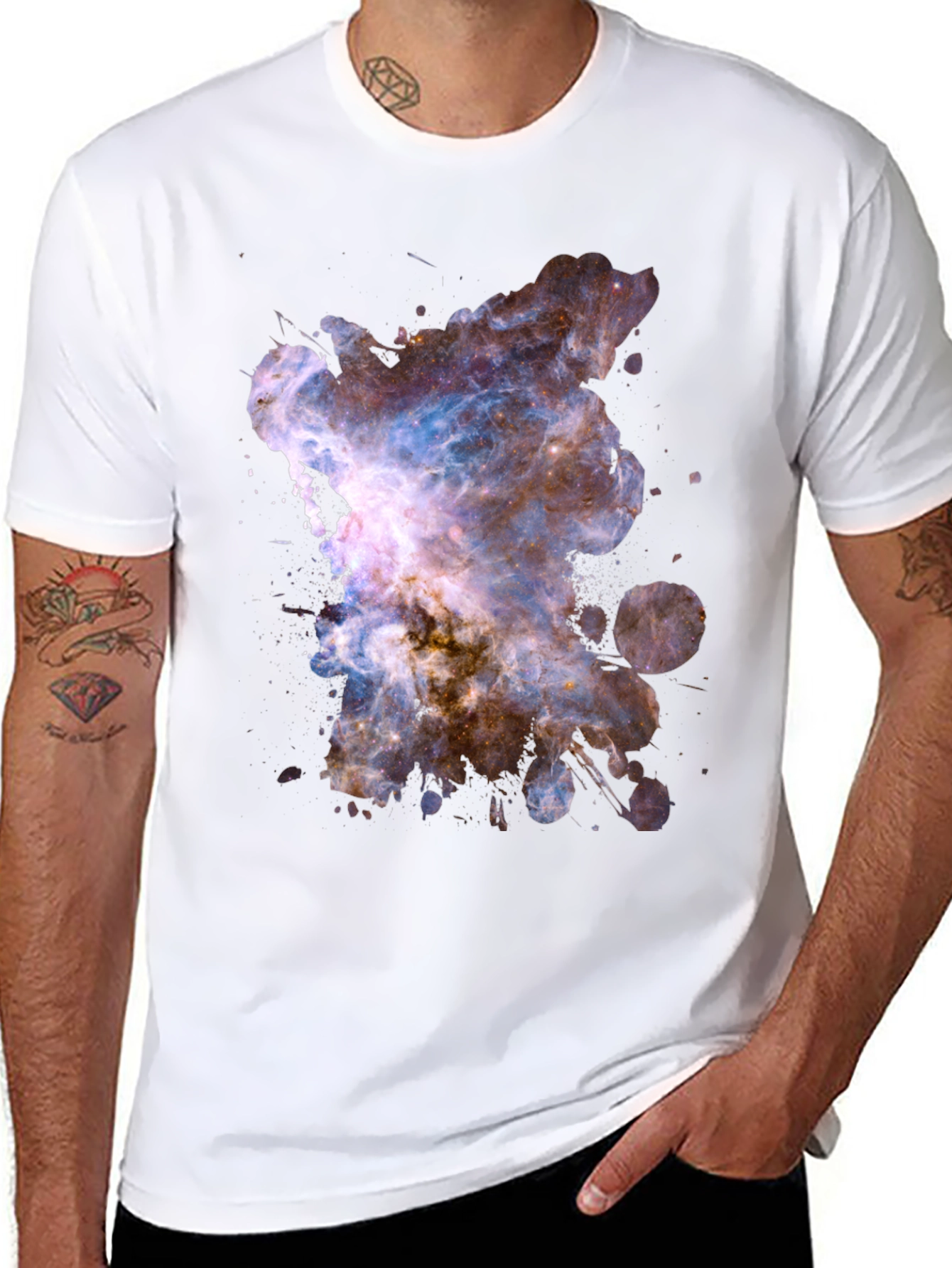 Nebula Galaxy Graphic Print Black T-Shirt