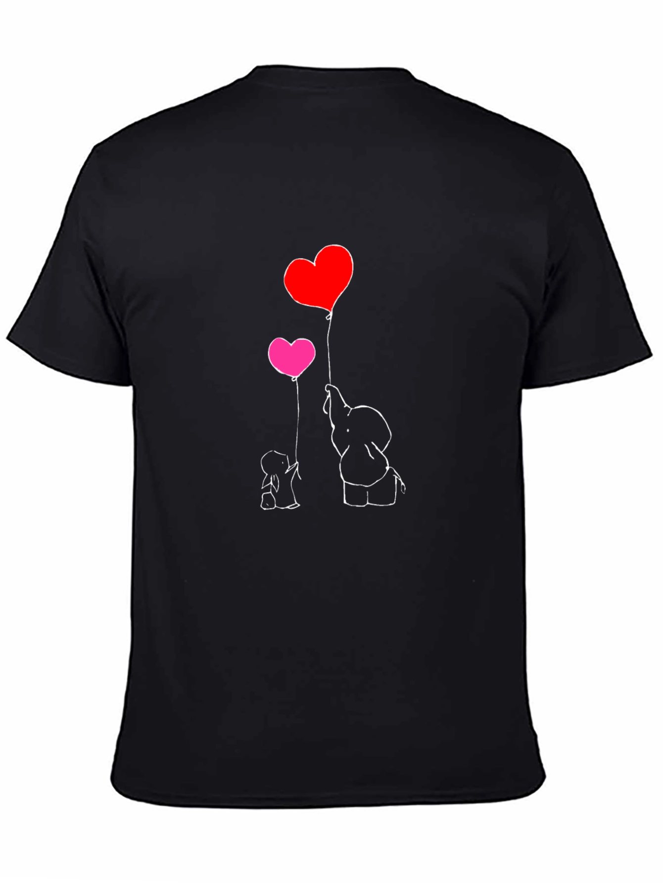 Elephant Love Heart Balloon T-Shirt - Black
