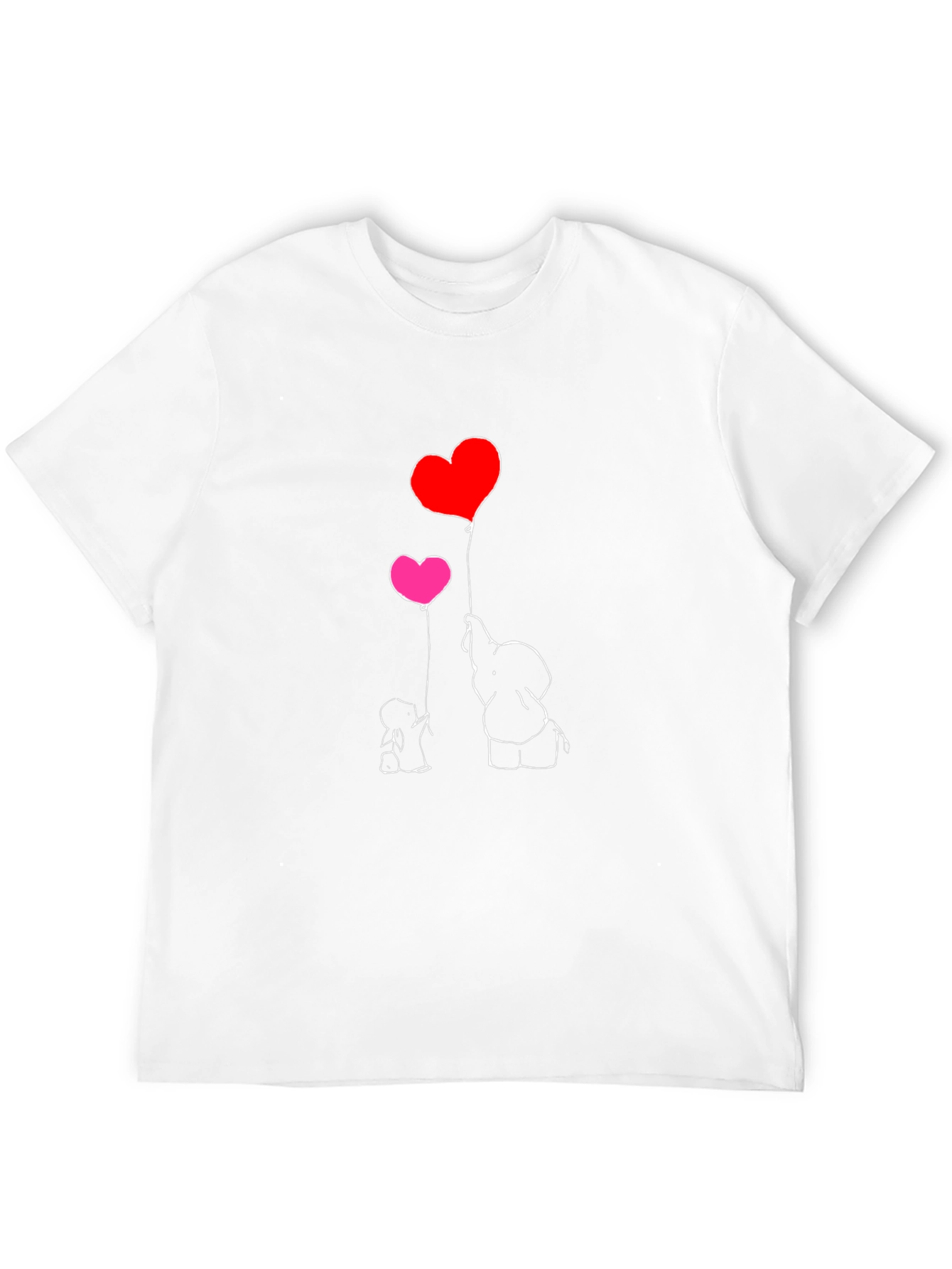 Elephant Love Heart Balloon T-Shirt - Black
