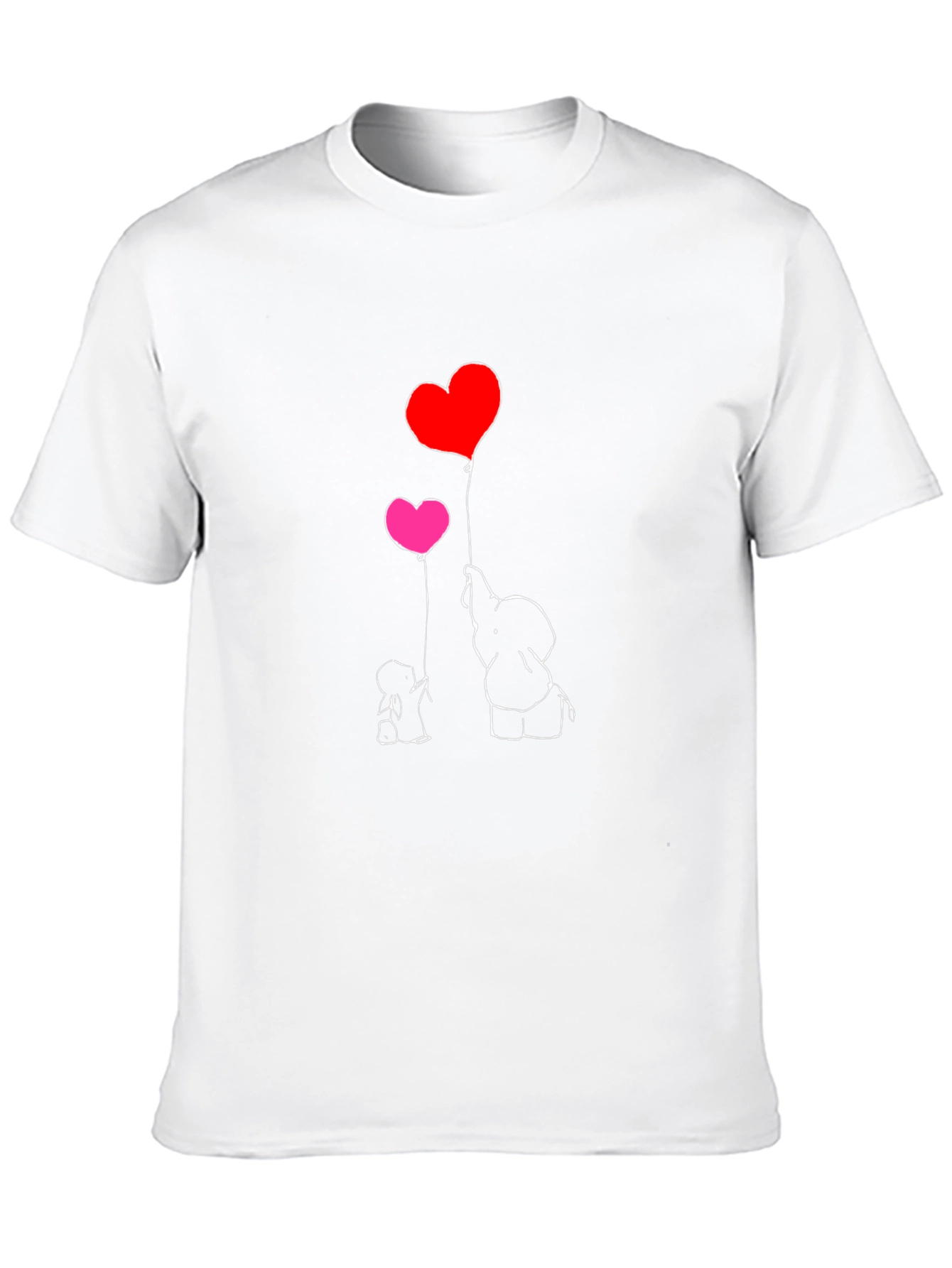 Elephant Love Heart Balloon T-Shirt - Black