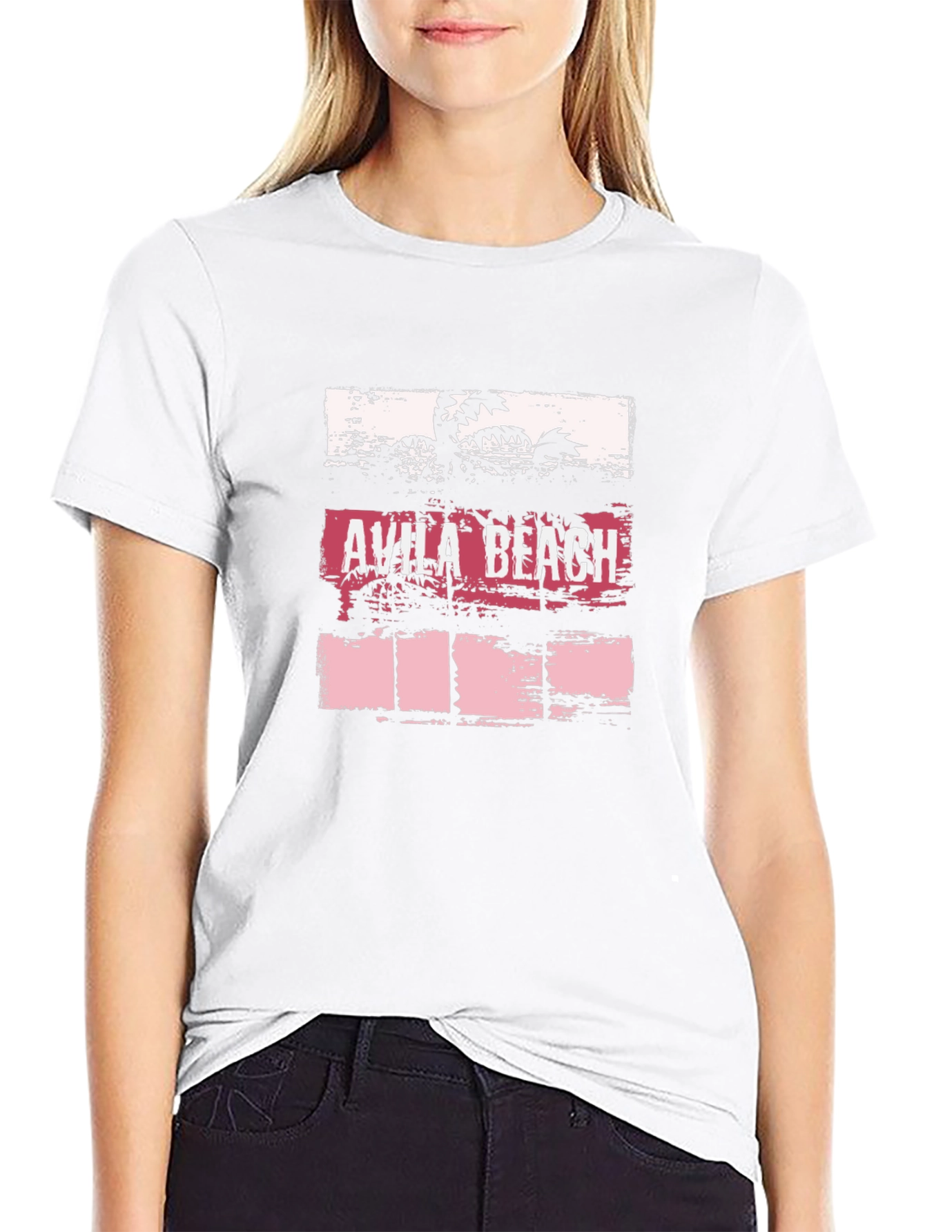 Avila Beach Graphic Tee - Black Cotton T-Shirt