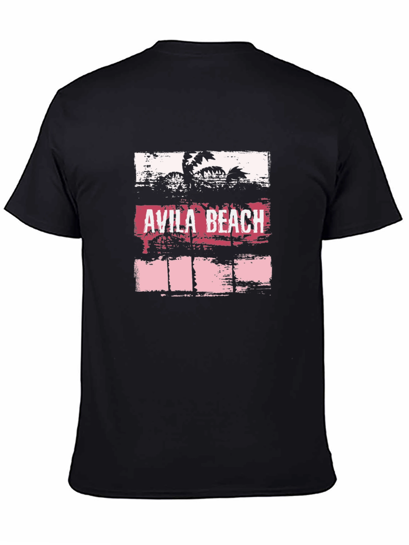 Avila Beach Graphic Tee - Black Cotton T-Shirt