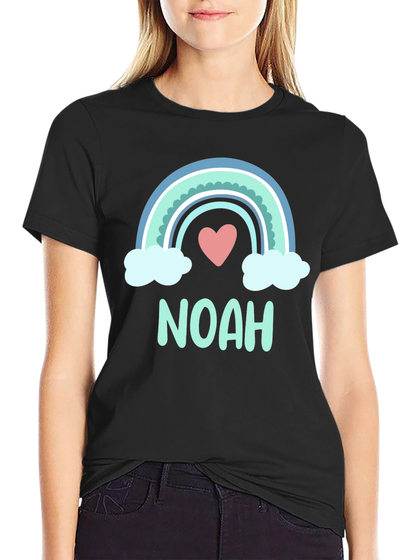 Noah Rainbow Heart Graphic T-Shirt