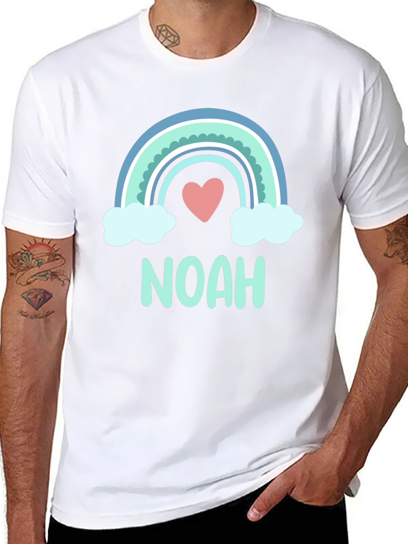 Noah Rainbow Heart Graphic T-Shirt