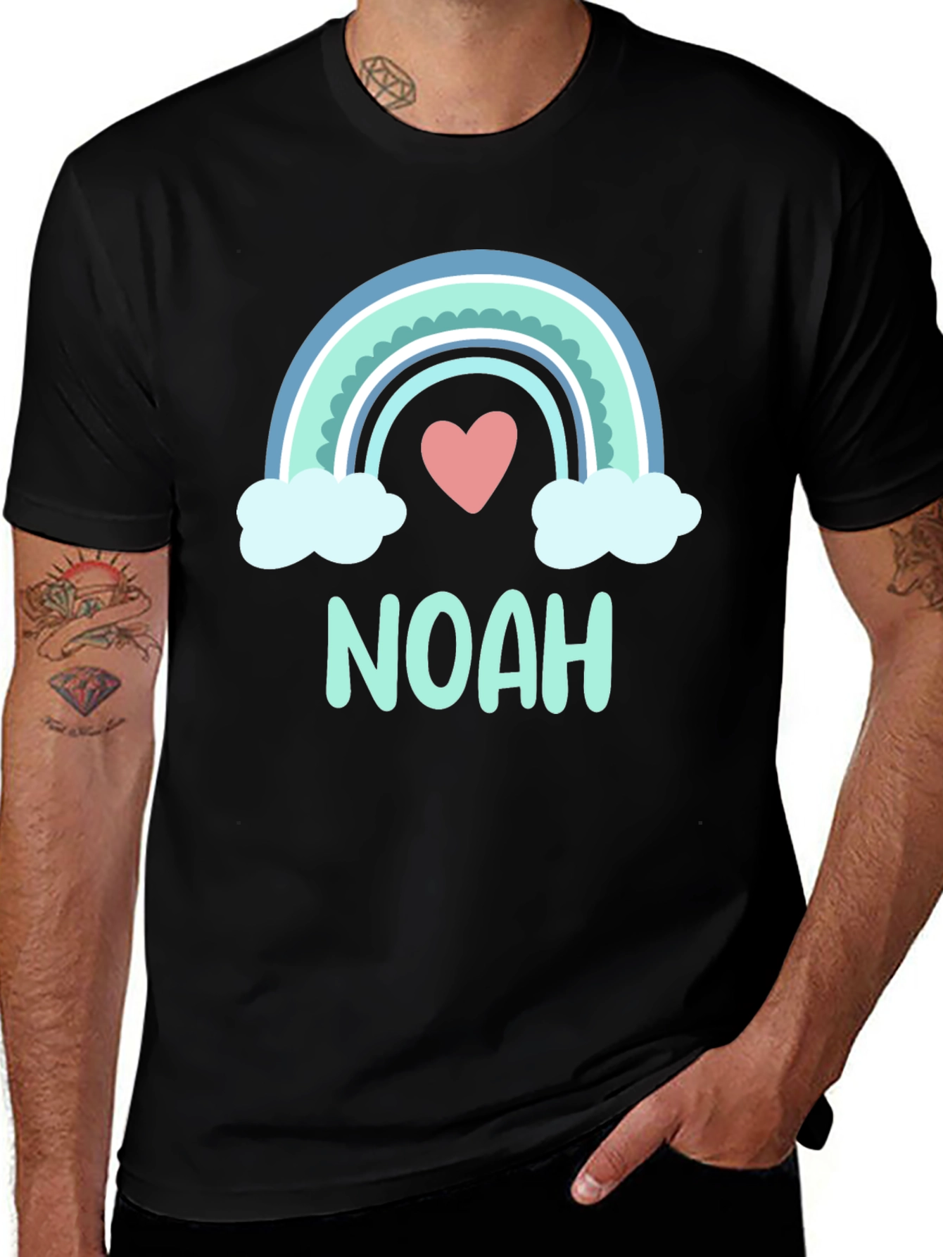 Noah Rainbow Heart Graphic T-Shirt