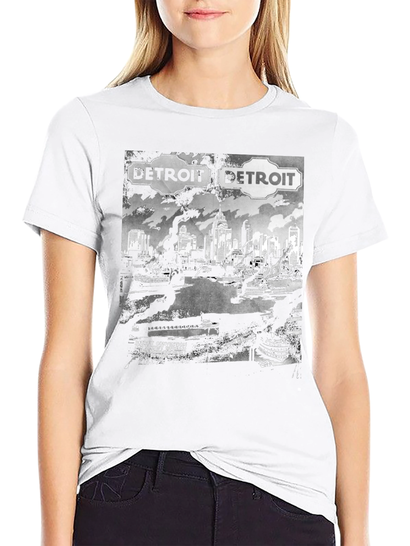 Detroit Skyline Graphic T-Shirt - Retro Convention Style