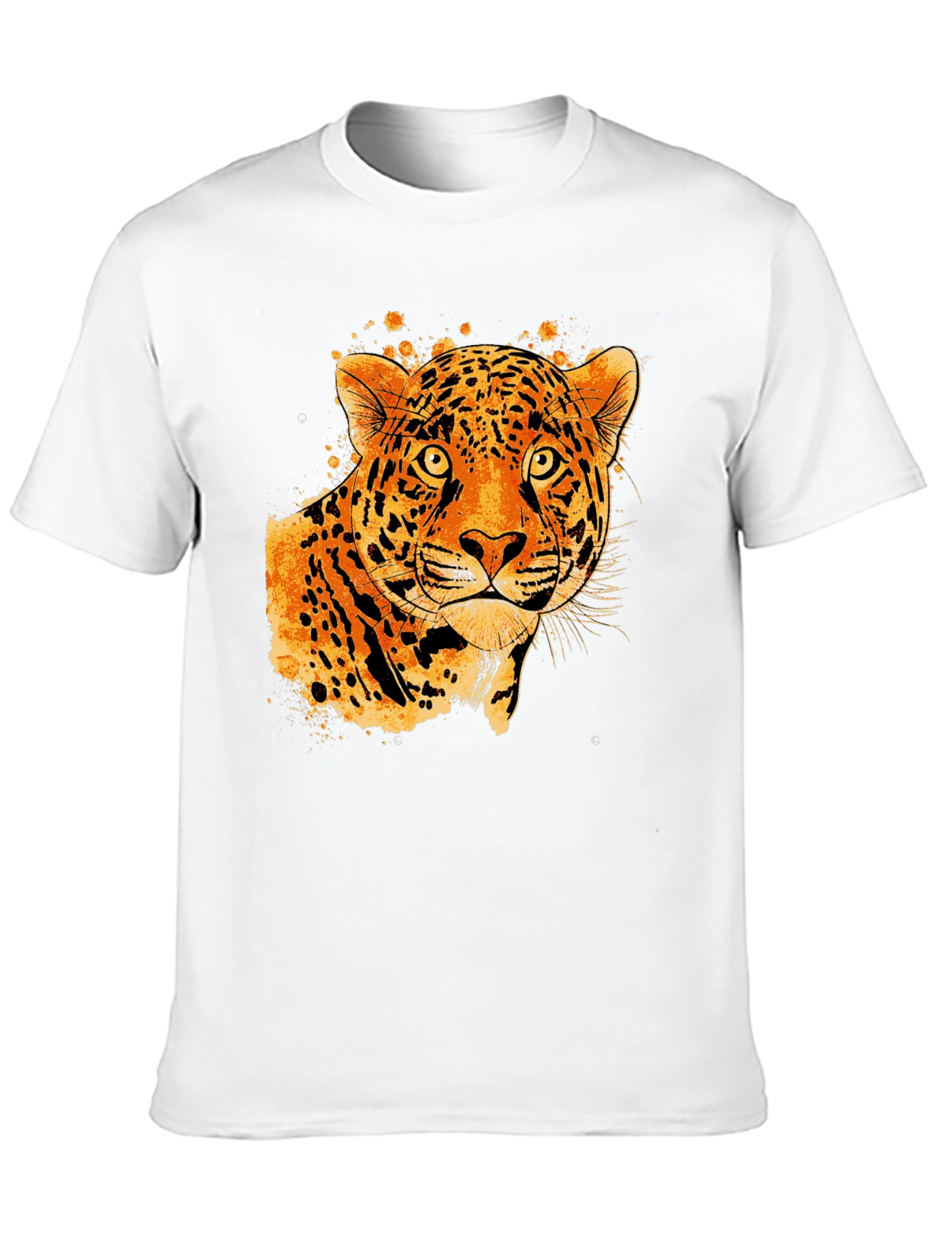 Black Tee with Abstract Leopard Graphic