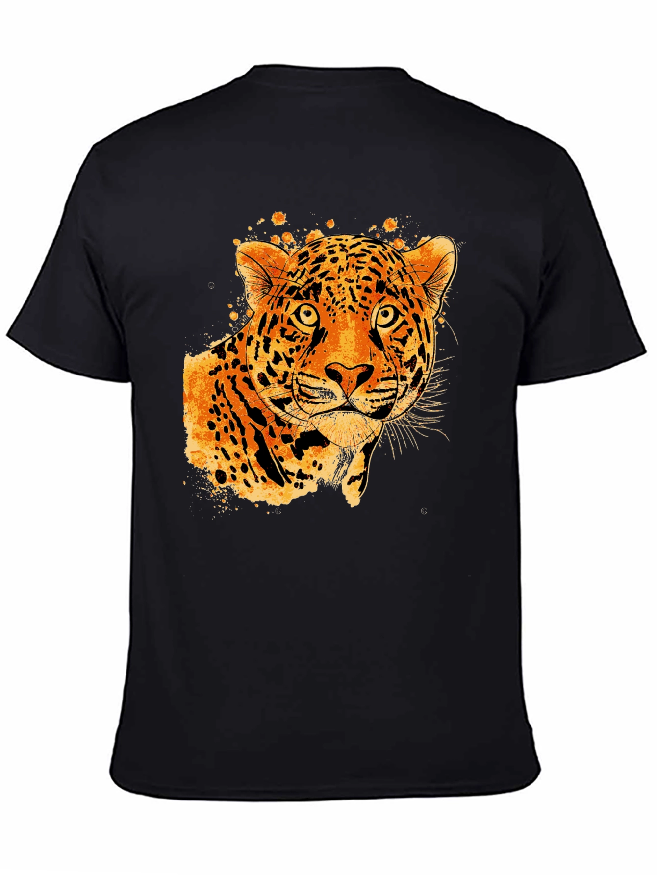 Black Tee with Abstract Leopard Graphic