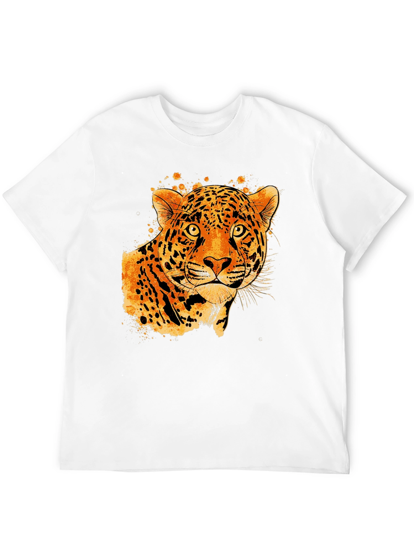 Black Tee with Abstract Leopard Graphic