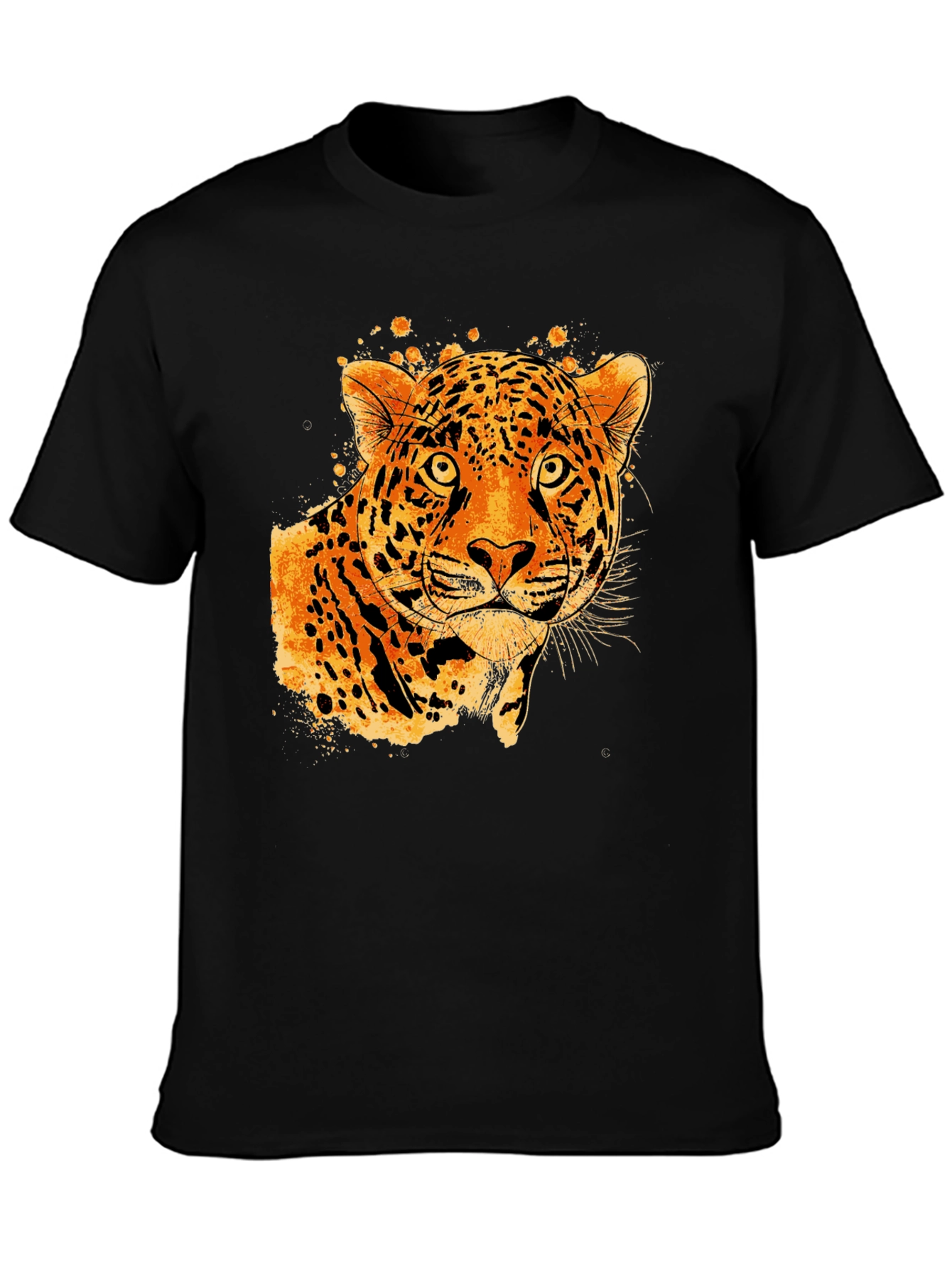 Black Tee with Abstract Leopard Graphic