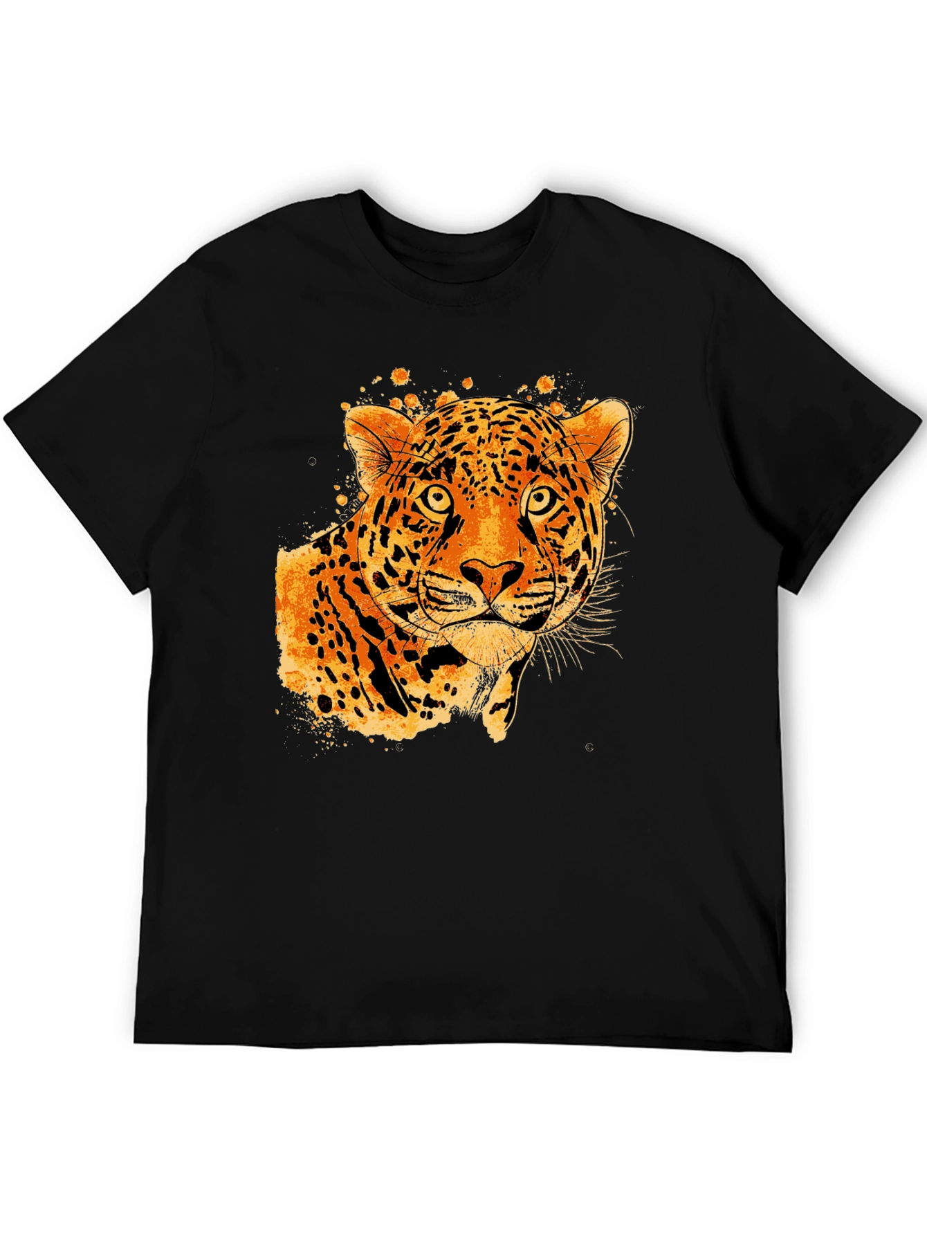 Black Tee with Abstract Leopard Graphic