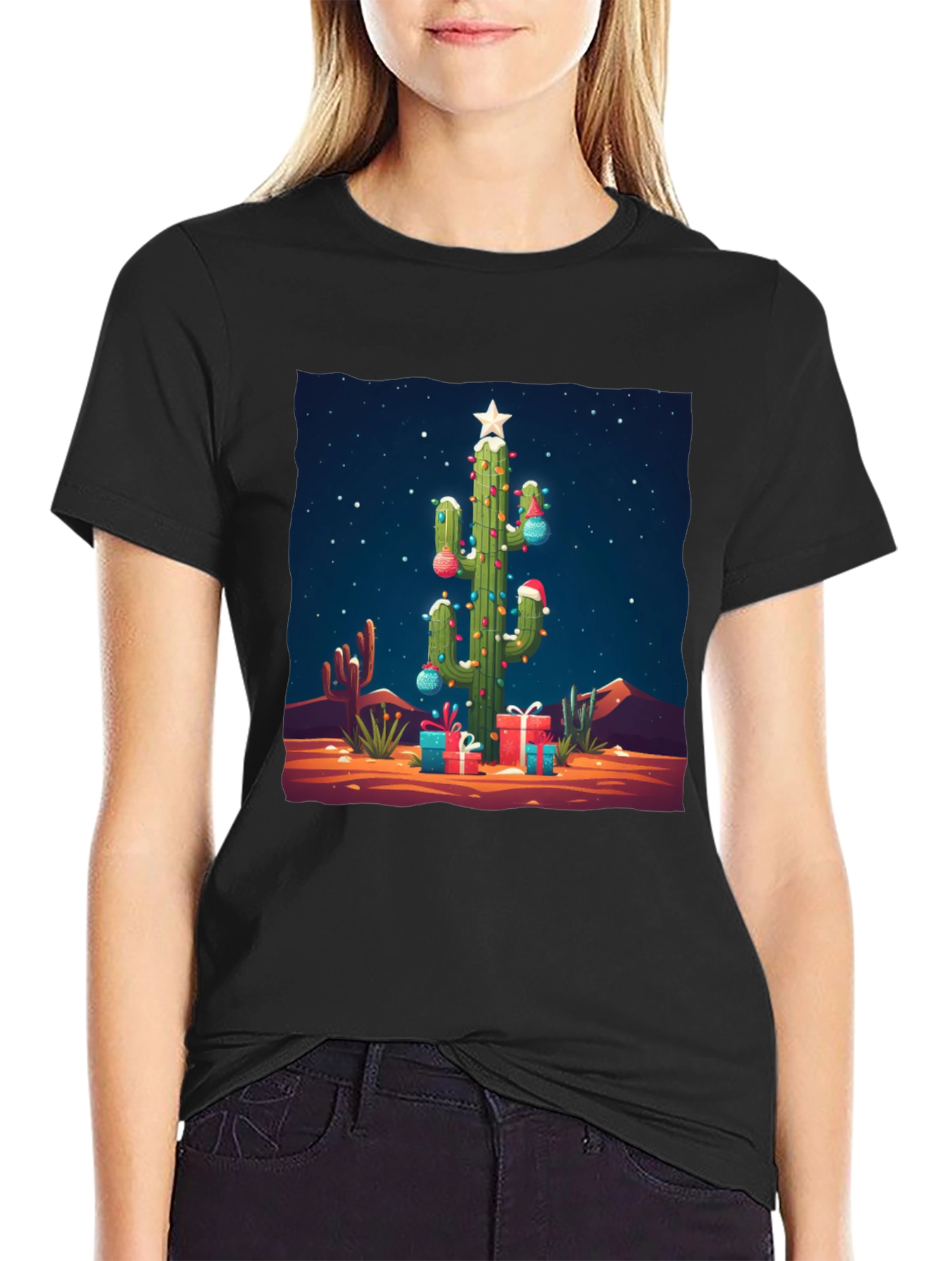 Festive Cactus Christmas T-Shirt