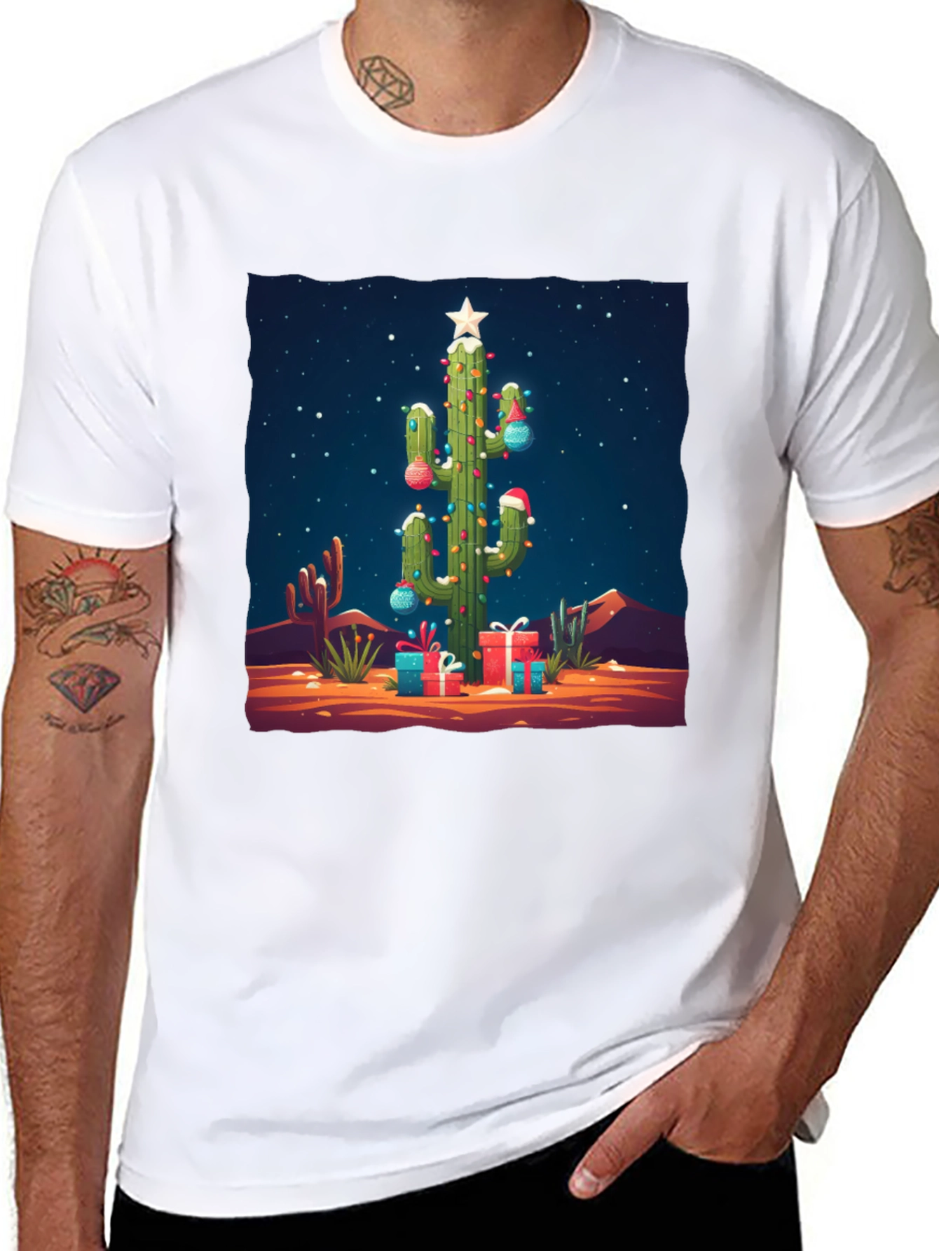 Festive Cactus Christmas T-Shirt