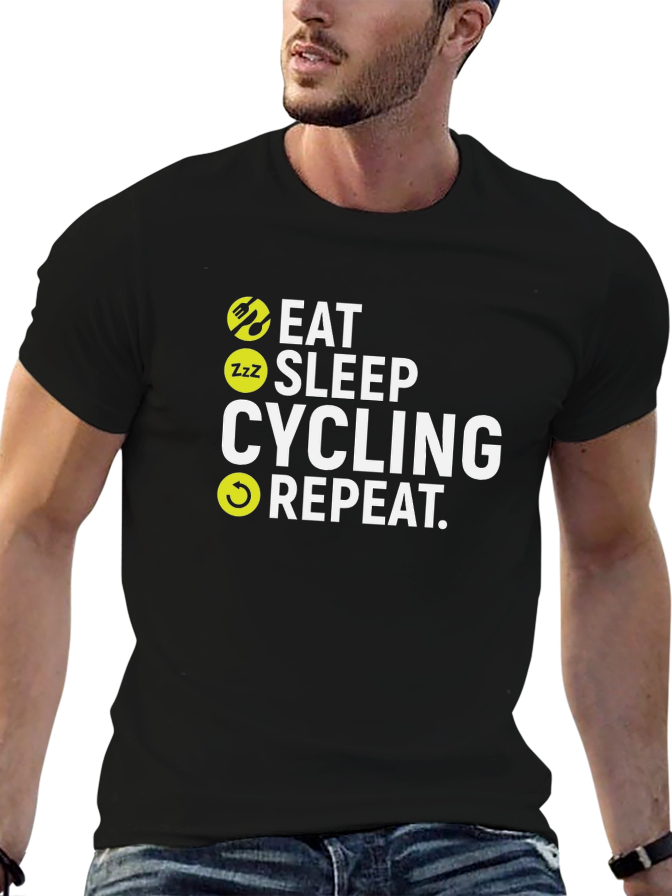 Eat Sleep Cycling Repeat Black T-Shirt