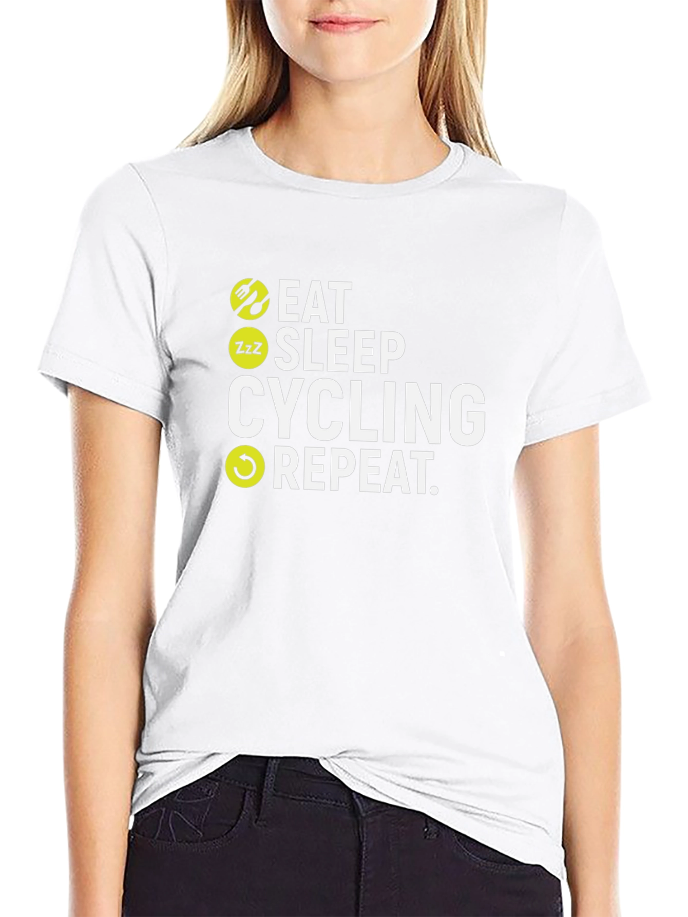 Eat Sleep Cycling Repeat Black T-Shirt