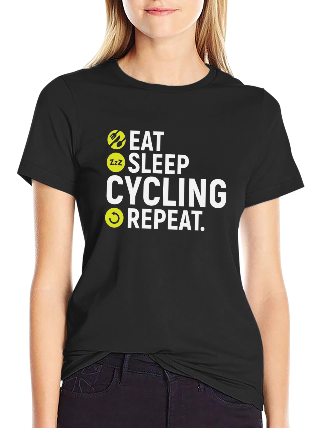 Eat Sleep Cycling Repeat Black T-Shirt