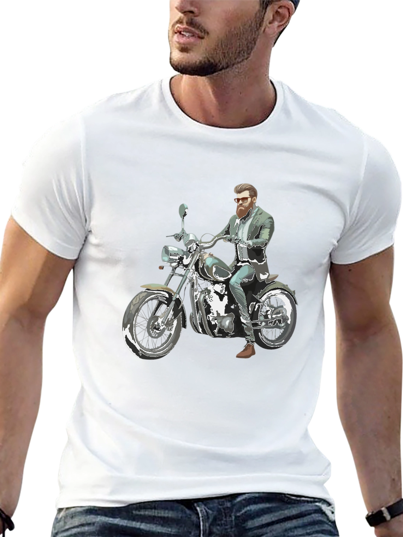 Cool Rider Graphic Tee - Motorcycle Art