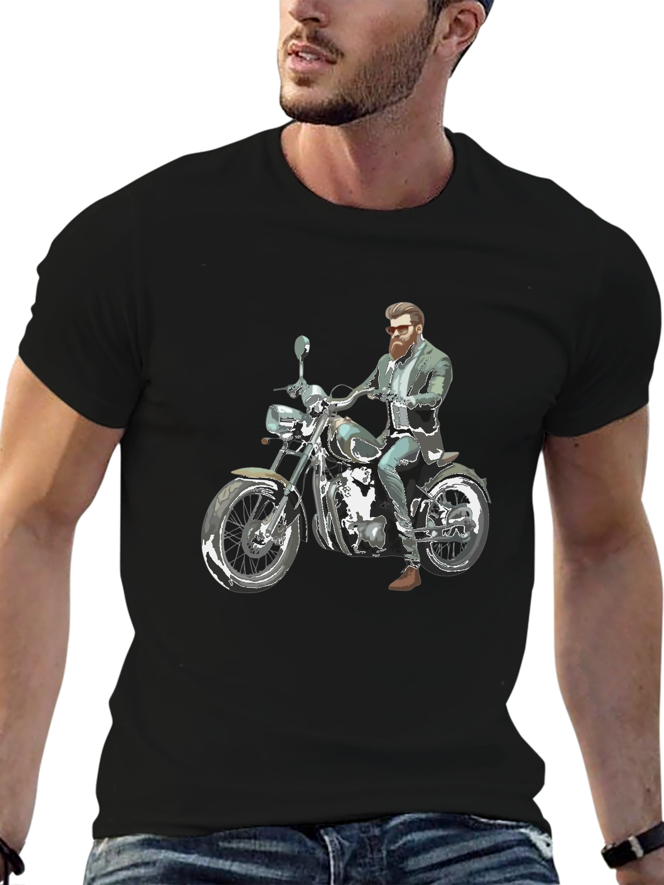 Cool Rider Graphic Tee - Motorcycle Art