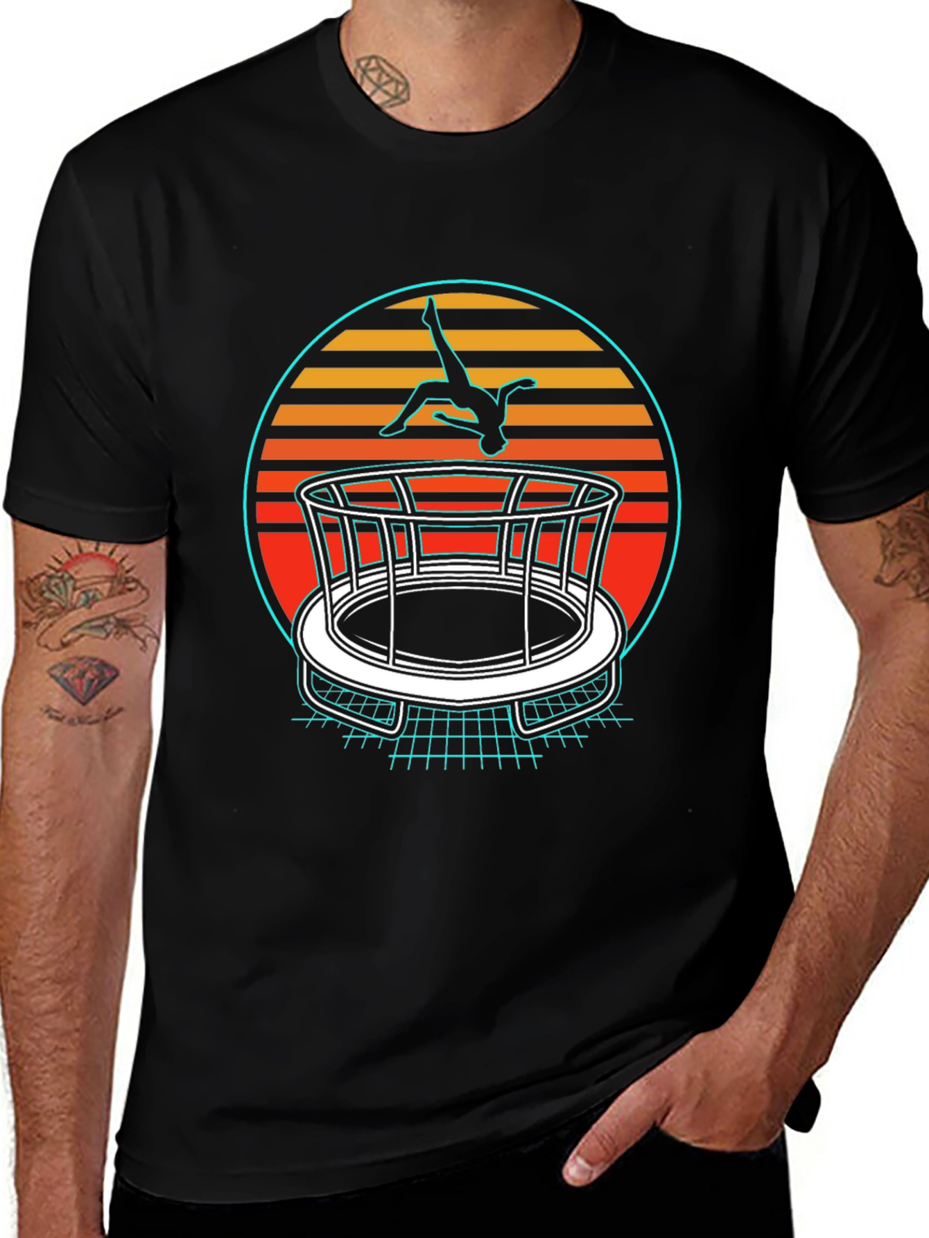 Retro Trampoline Black T-Shirt