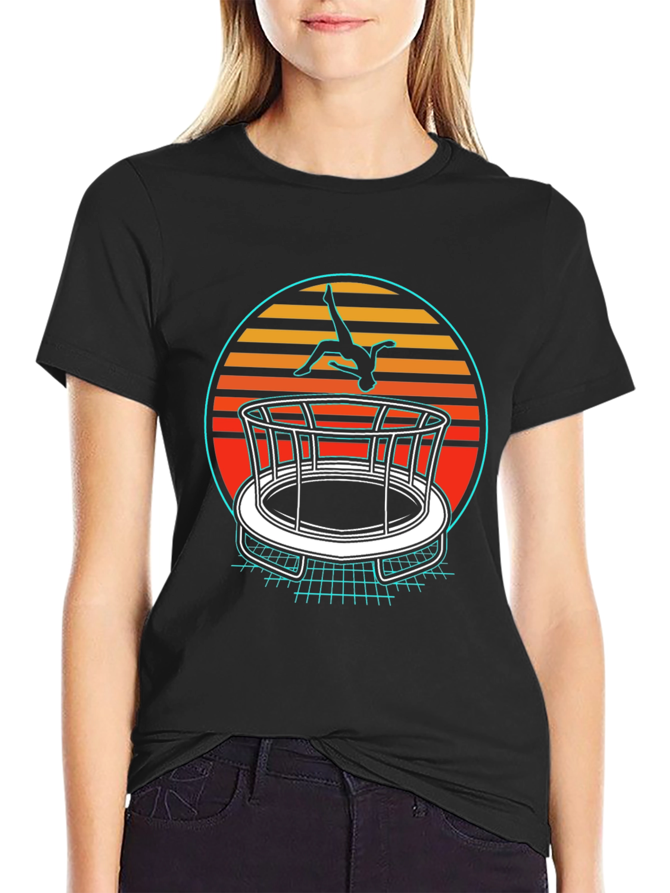 Retro Trampoline Black T-Shirt