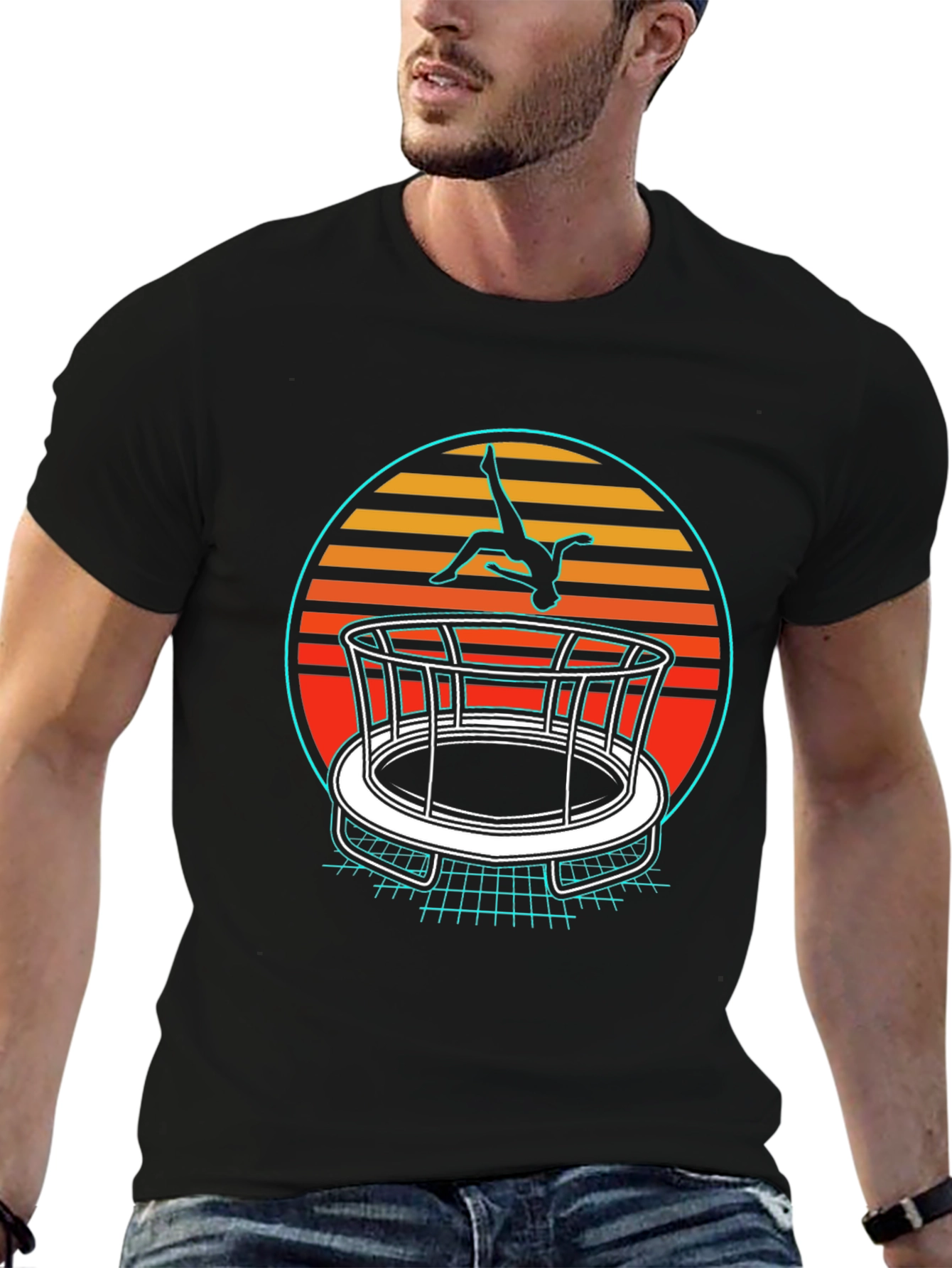 Retro Trampoline Black T-Shirt