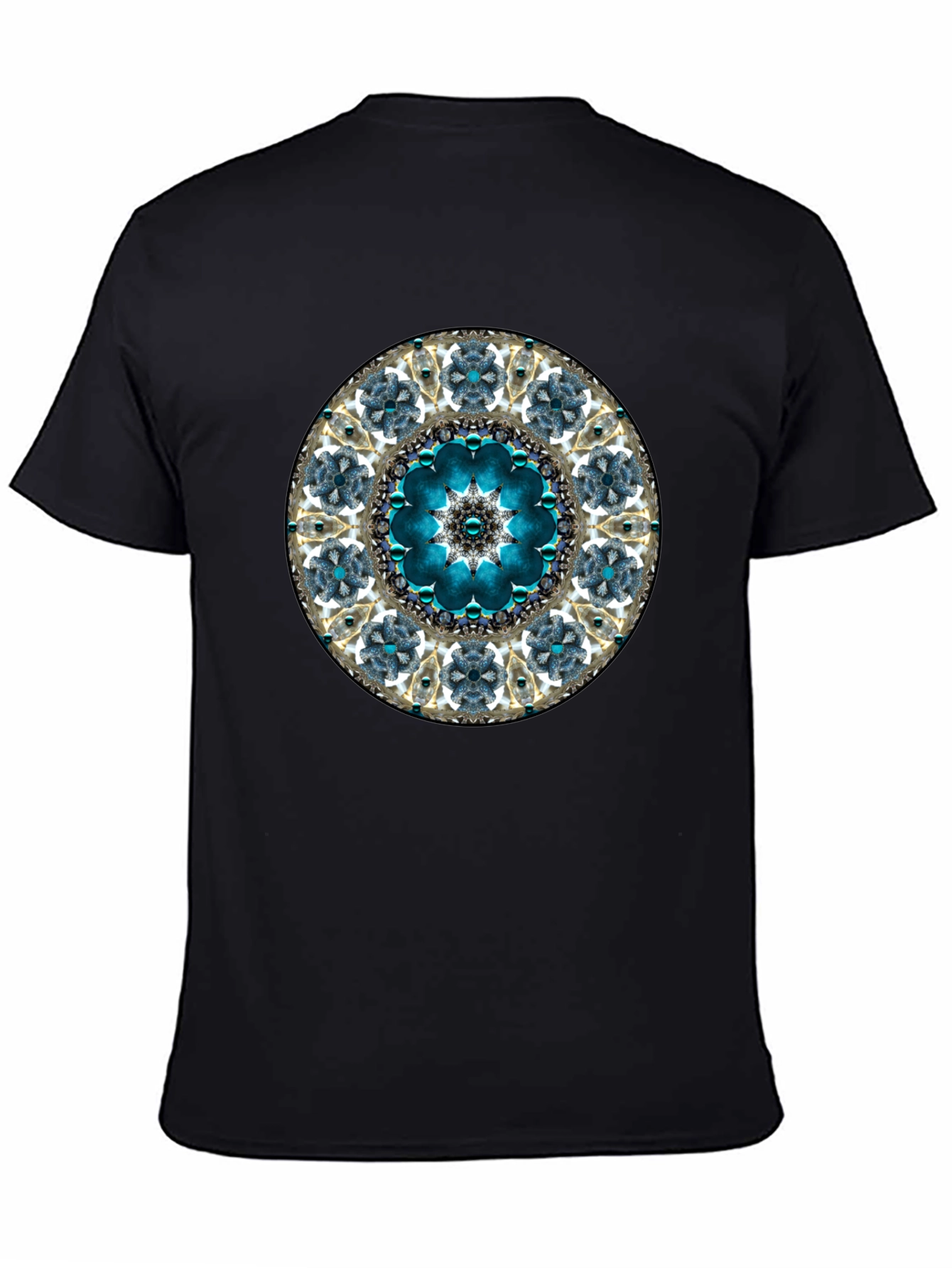 Blue Mandala Graphic Tee - Unique Geometric Design