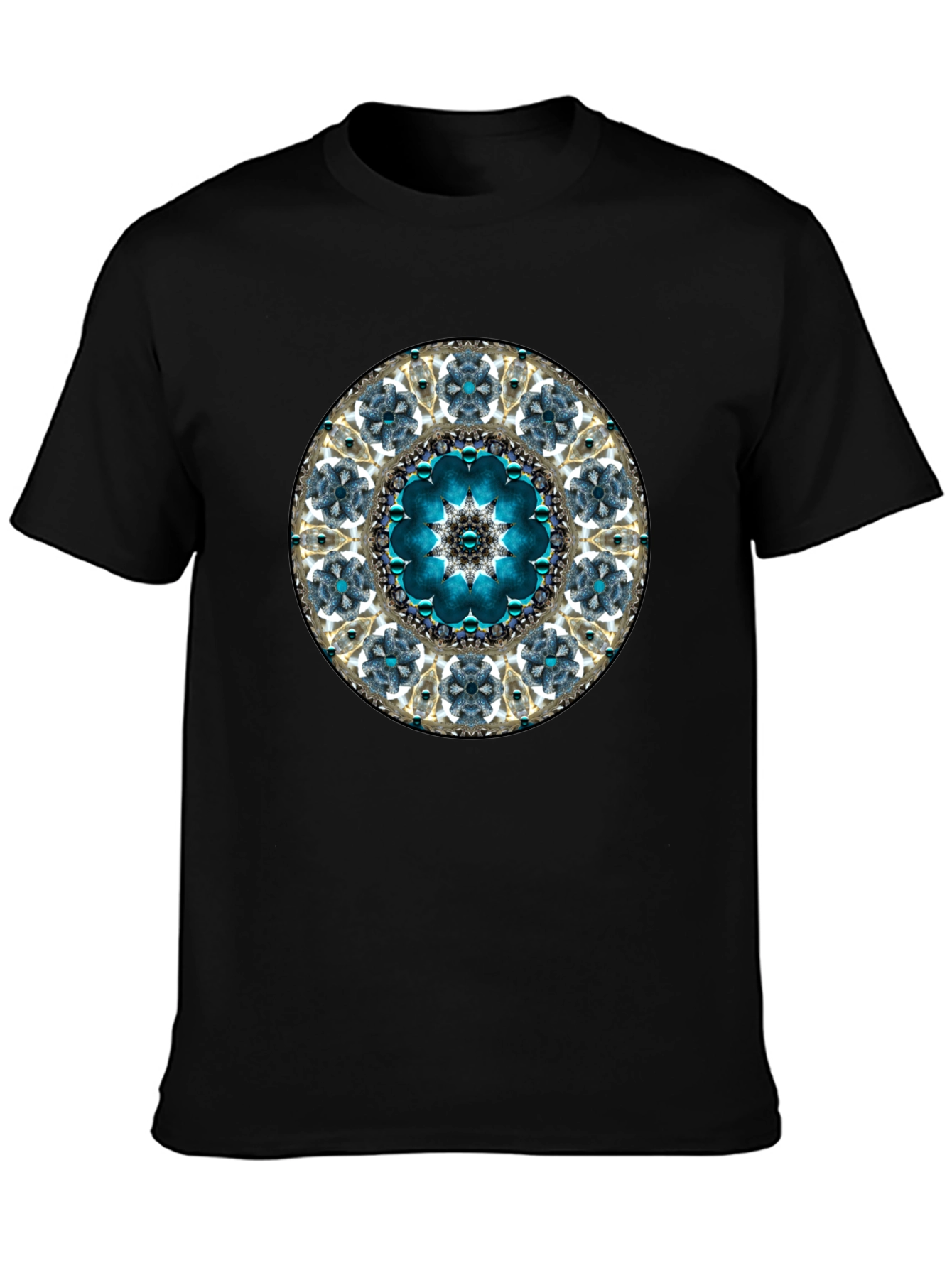 Blue Mandala Graphic Tee - Unique Geometric Design