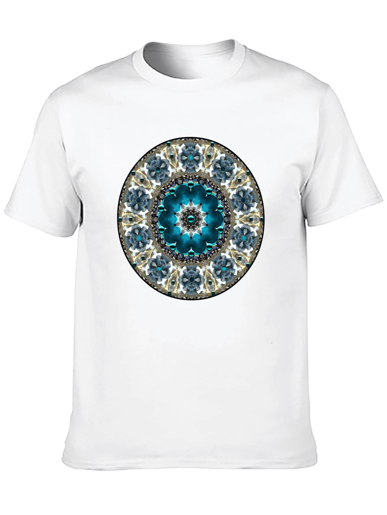 Blue Mandala Graphic Tee - Unique Geometric Design