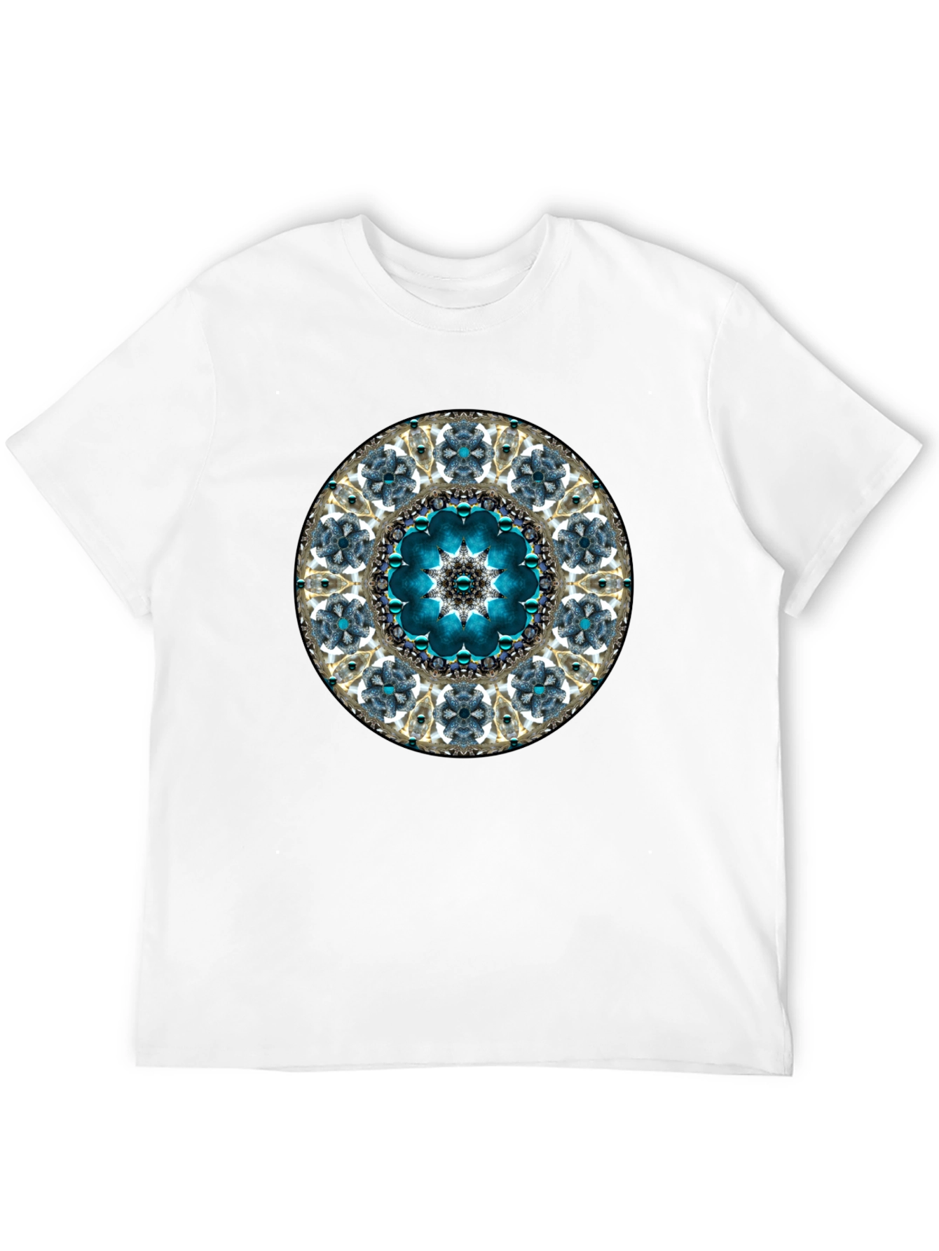 Blue Mandala Graphic Tee - Unique Geometric Design