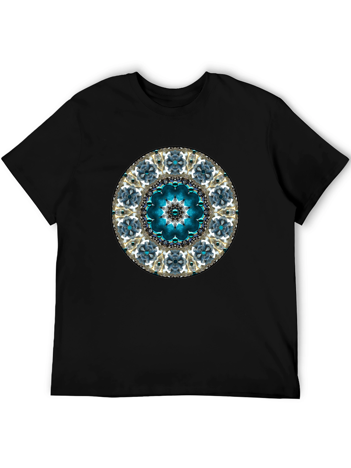 Blue Mandala Graphic Tee - Unique Geometric Design