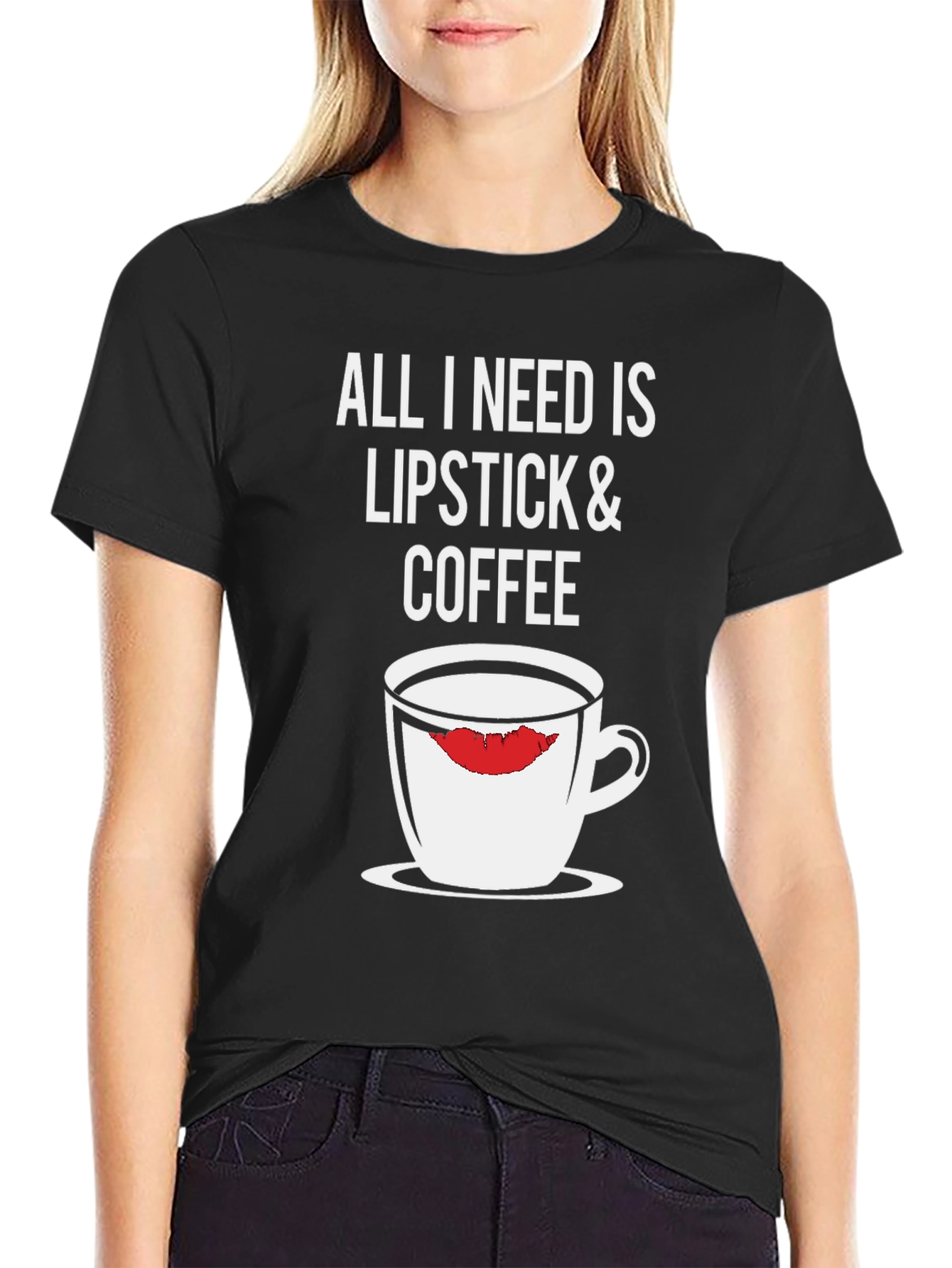 Lipstick & Coffee Graphic T-Shirt