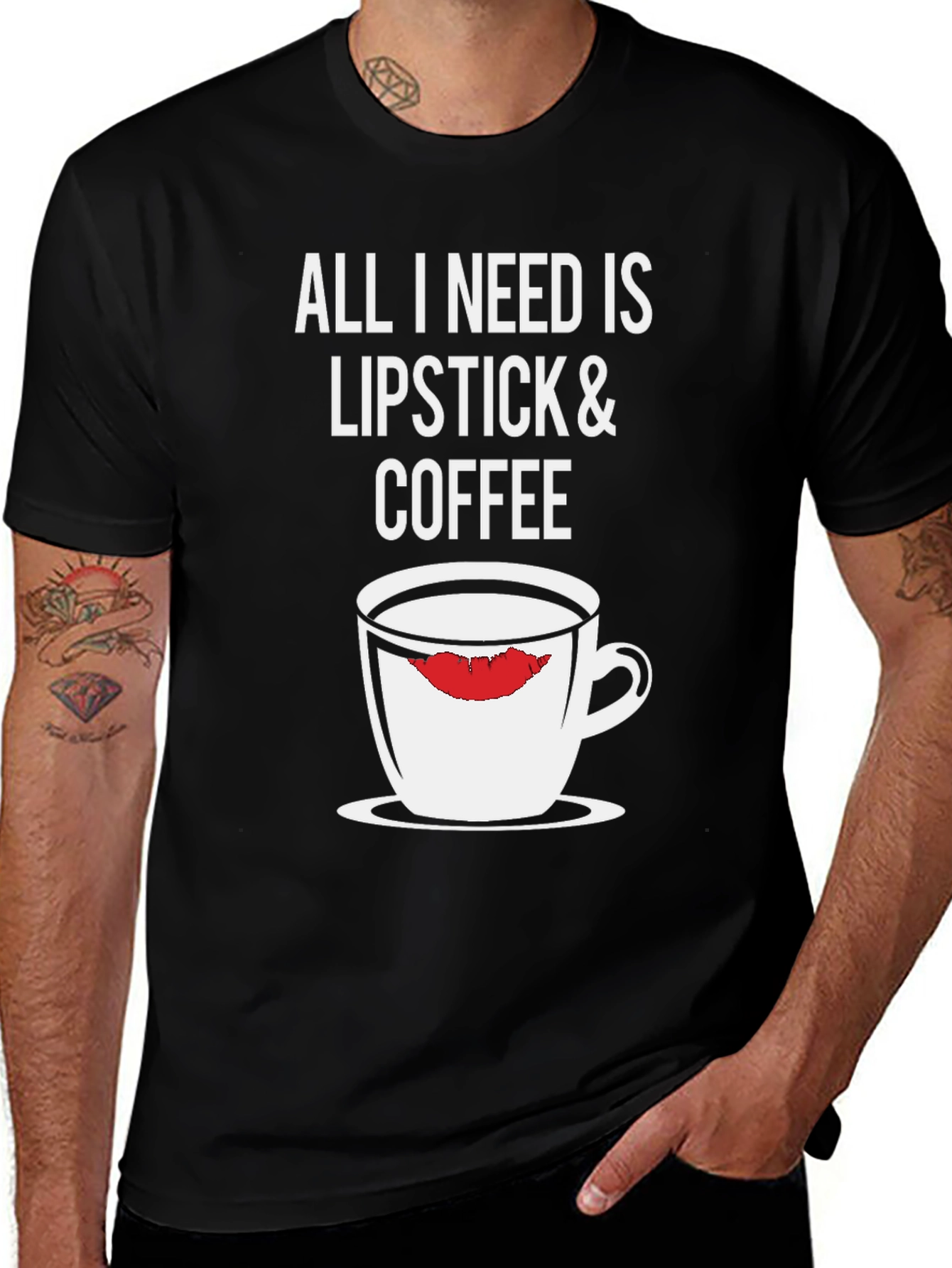 Lipstick & Coffee Graphic T-Shirt