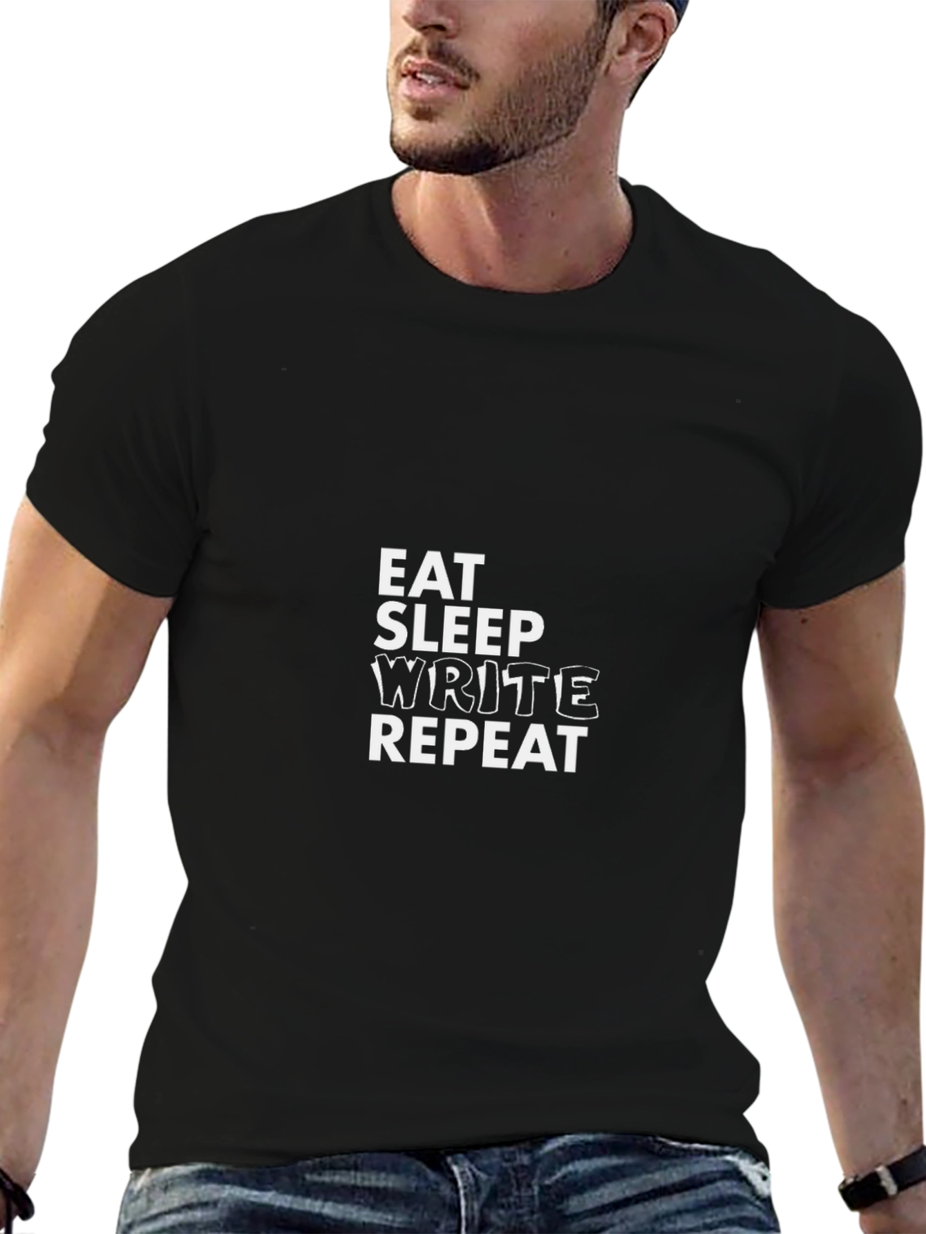 Eat Sleep Write Repeat Graphic Tee - Black T-Shirt